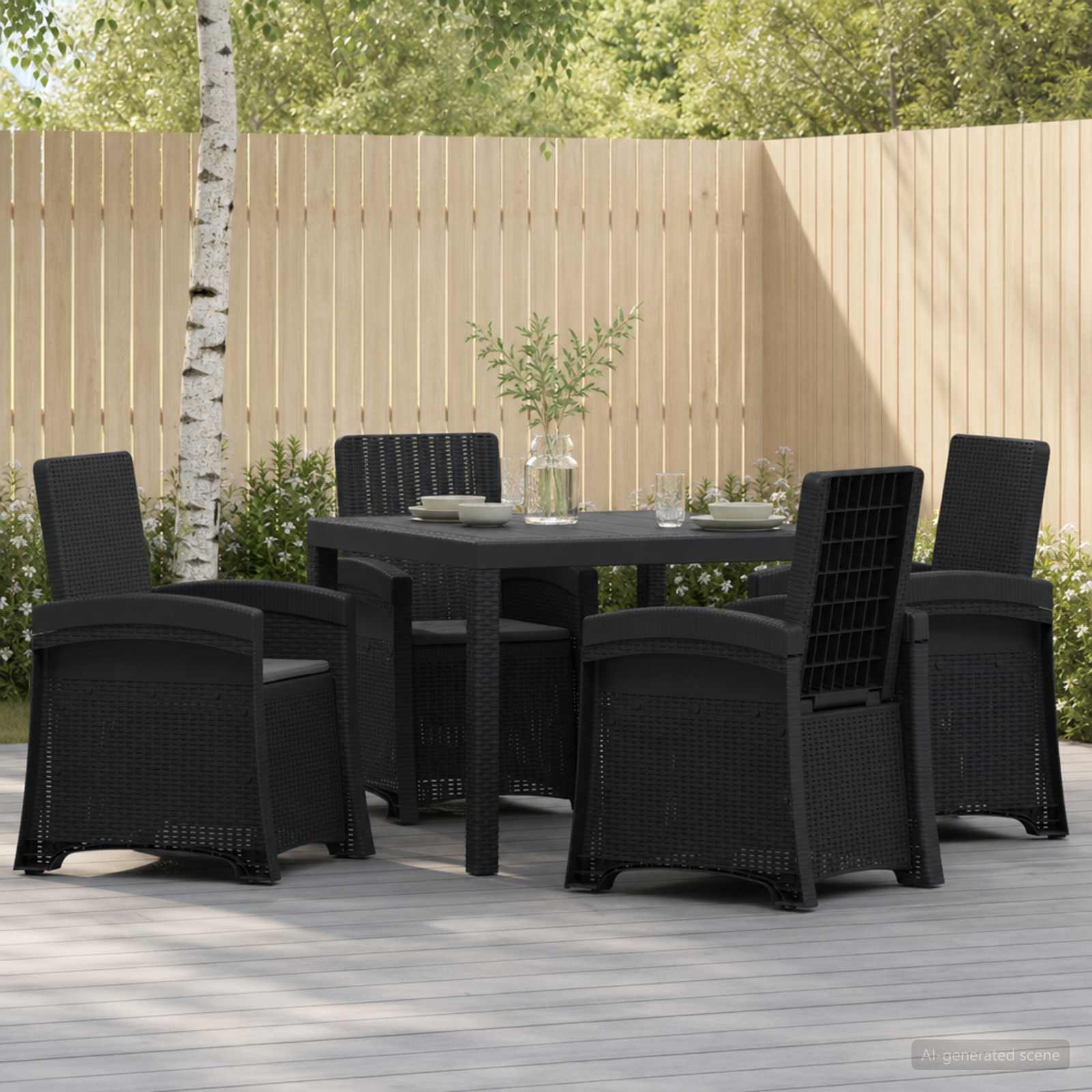 Garden Dining Set 5 pcs Anthracite PP