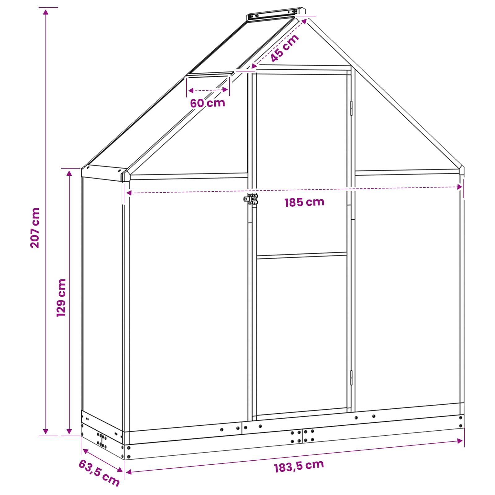 Garden Greenhouse with Door Anthracite 183.5 x 63.5 x 207 cm