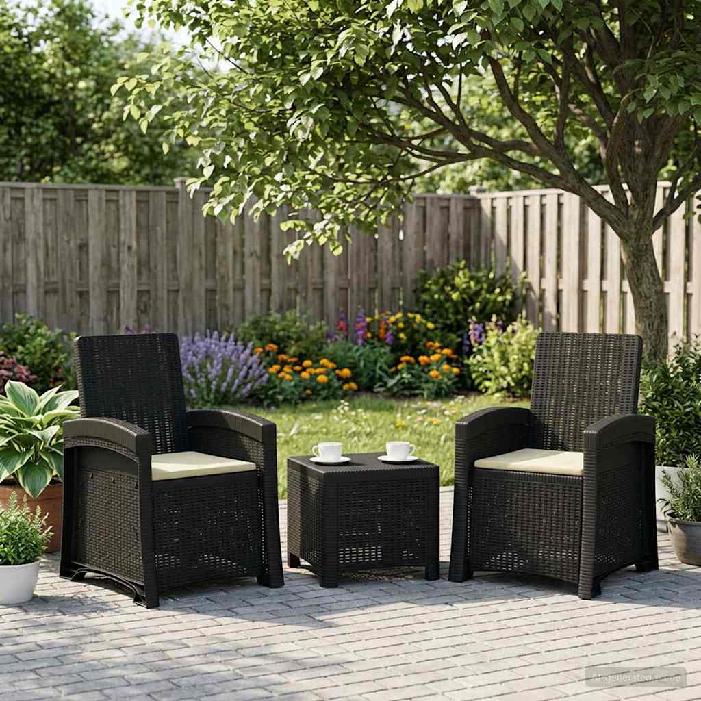 Reclining garden chair in rattan style 2 pcs PP