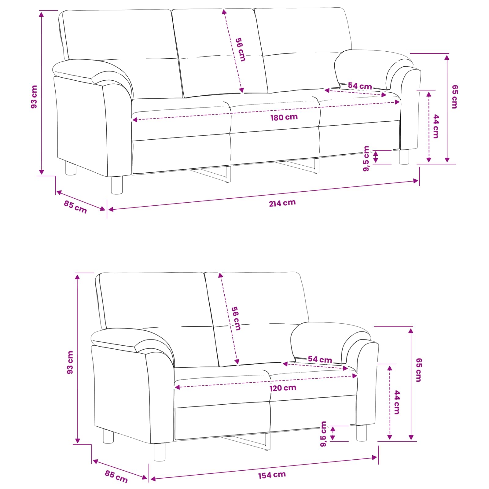 Sofa Set 2 pcs Dark Grey Velvet
