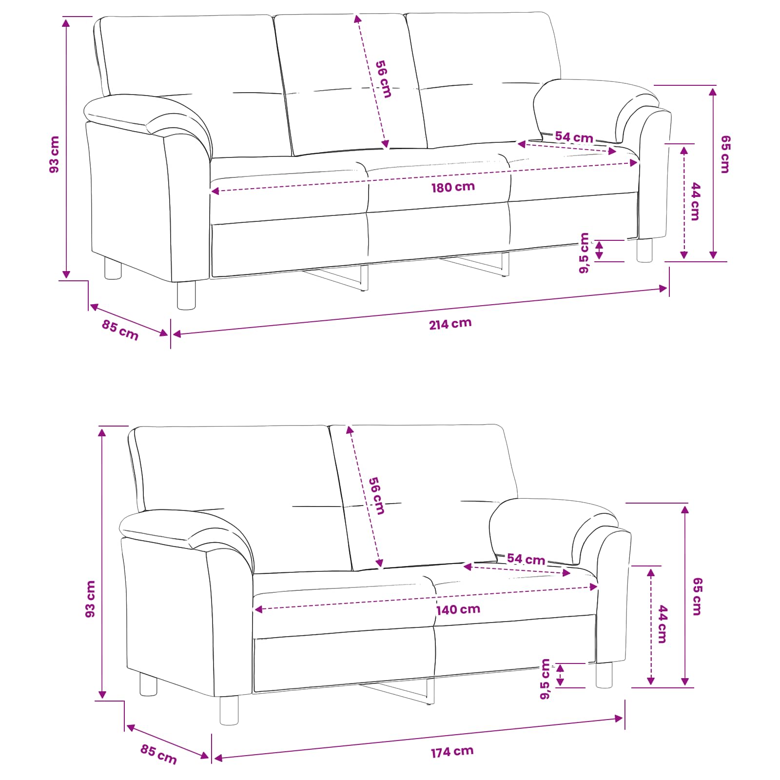 Sofa Set 2 pcs Dark Grey Velvet