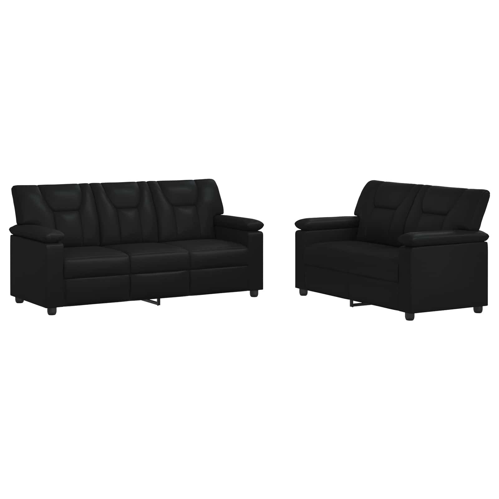 Sofa Set 2 pcs Black Faux Leather