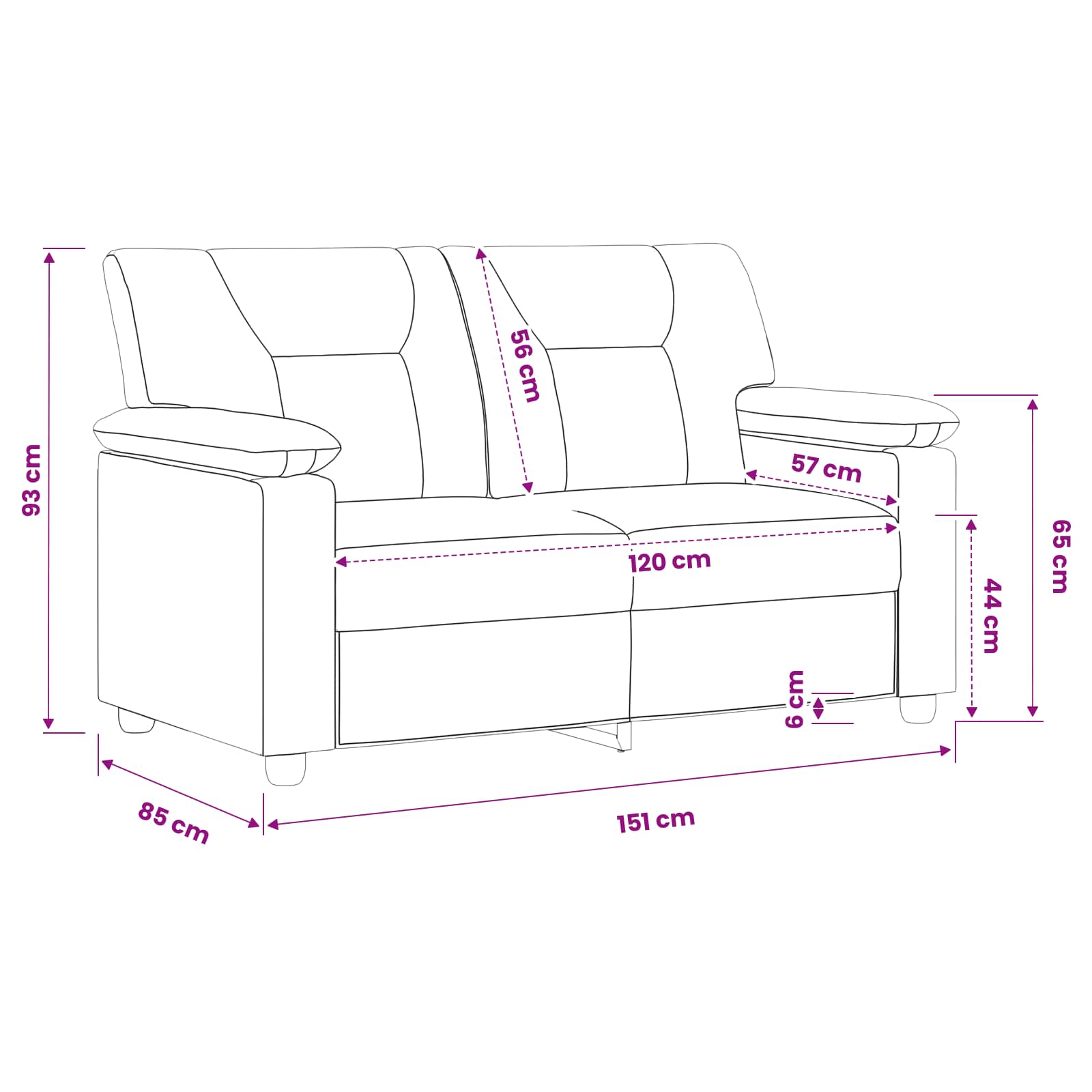 Sofa Black 151 x 85 x 93 cm Faux Leather