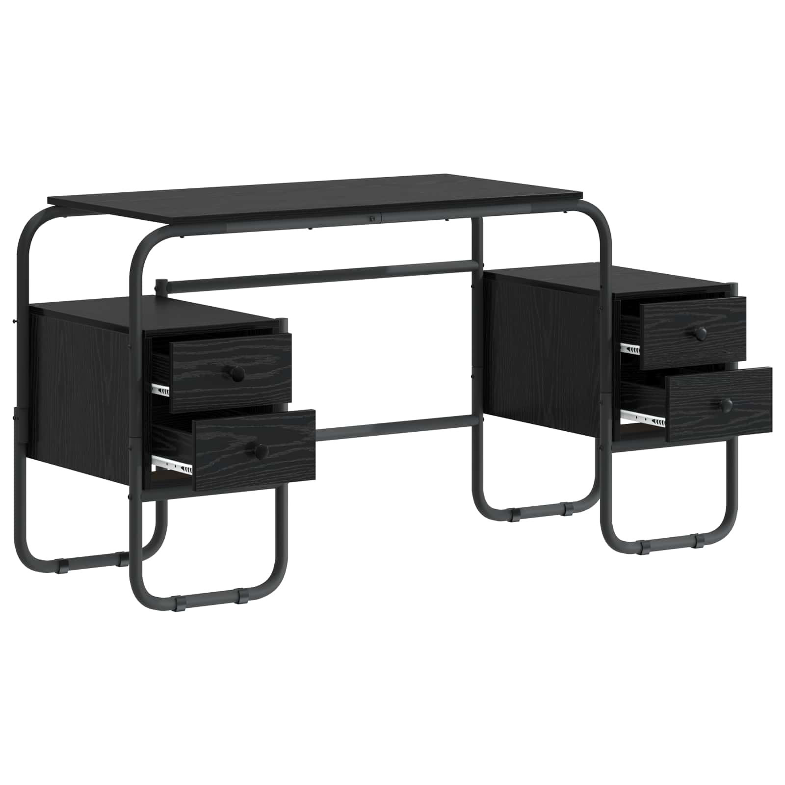 Desk with Storage Black Oak 145 x 50 x 75 cm