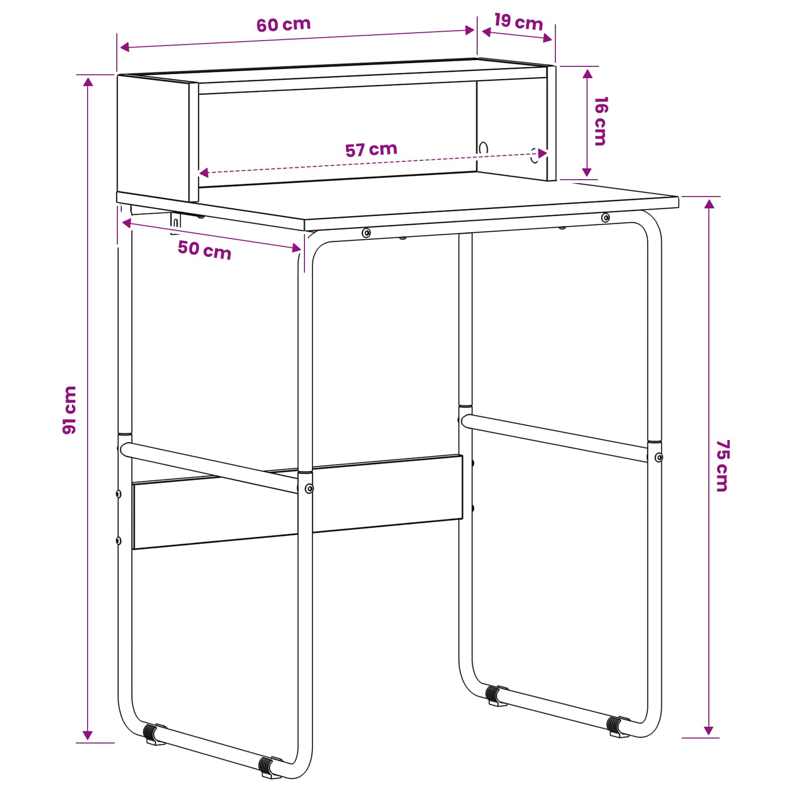 Desk with Storage Black Oak 60 x 50 x 91 cm