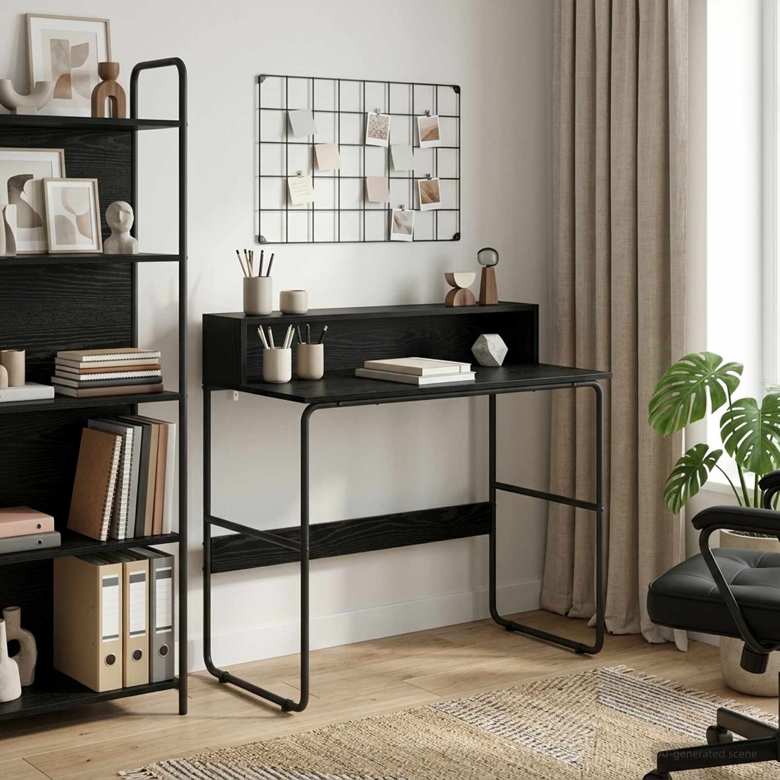 Desk with Storage Black Oak 100 x 50 x 91 cm