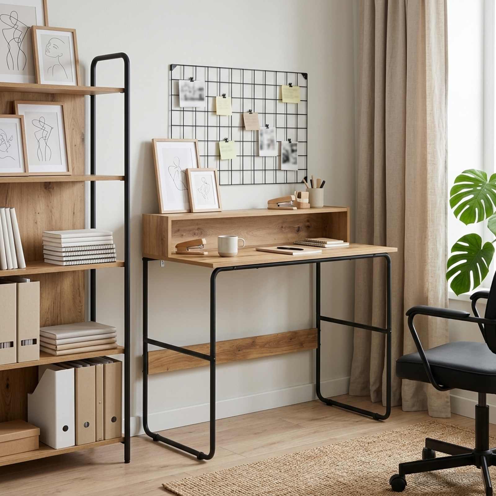 Desk with Storage Artisan Oak 100 x 50 x 91 cm
