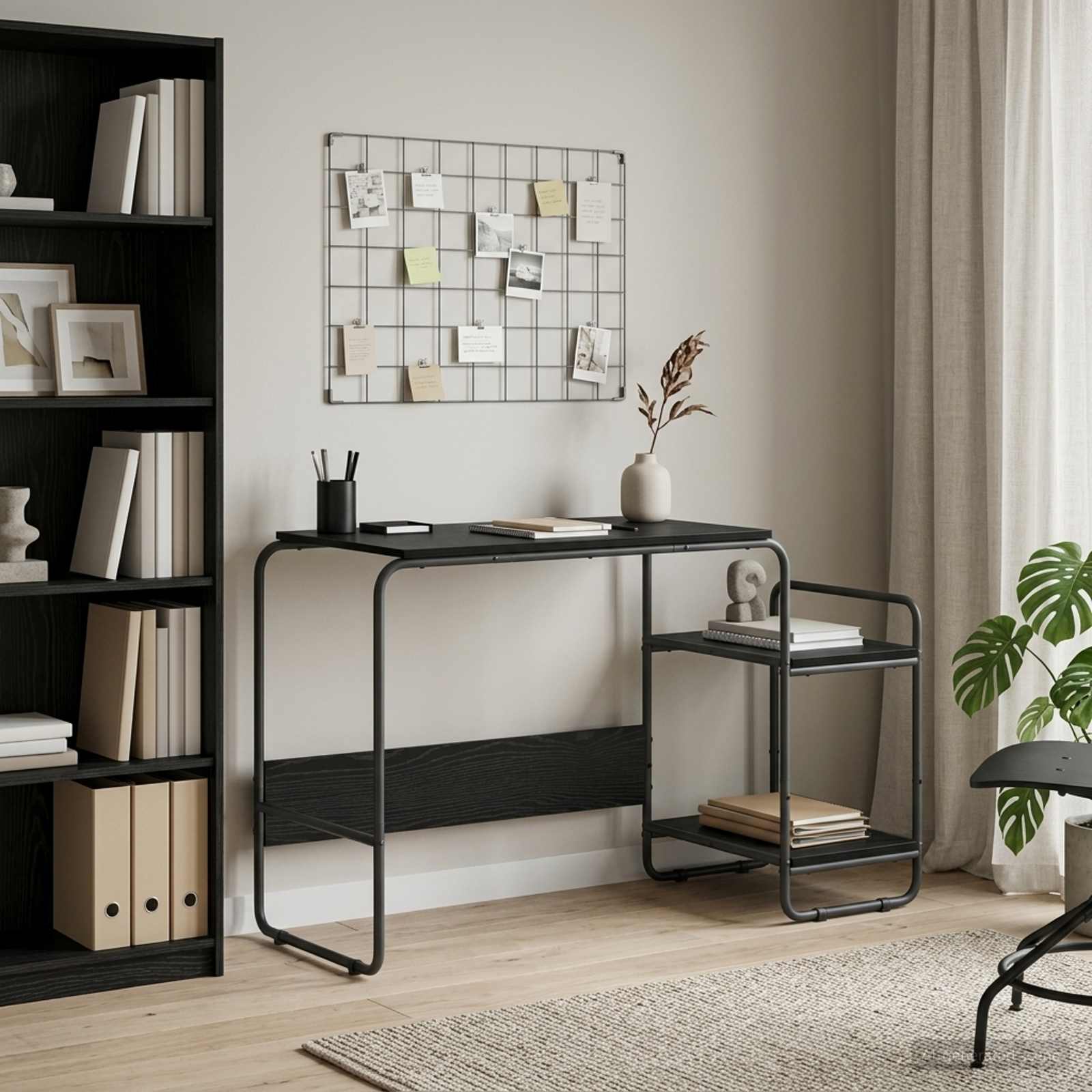 Desk with Storage Black Oak 131.5 x 50 x 75.5 cm
