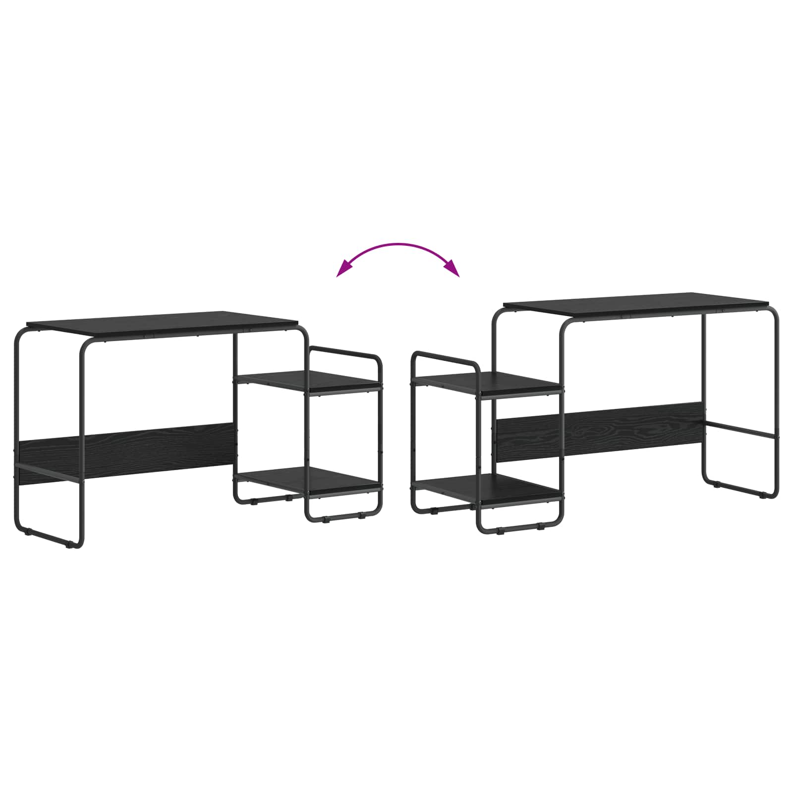 Desk with Storage Black Oak 131.5 x 50 x 75.5 cm