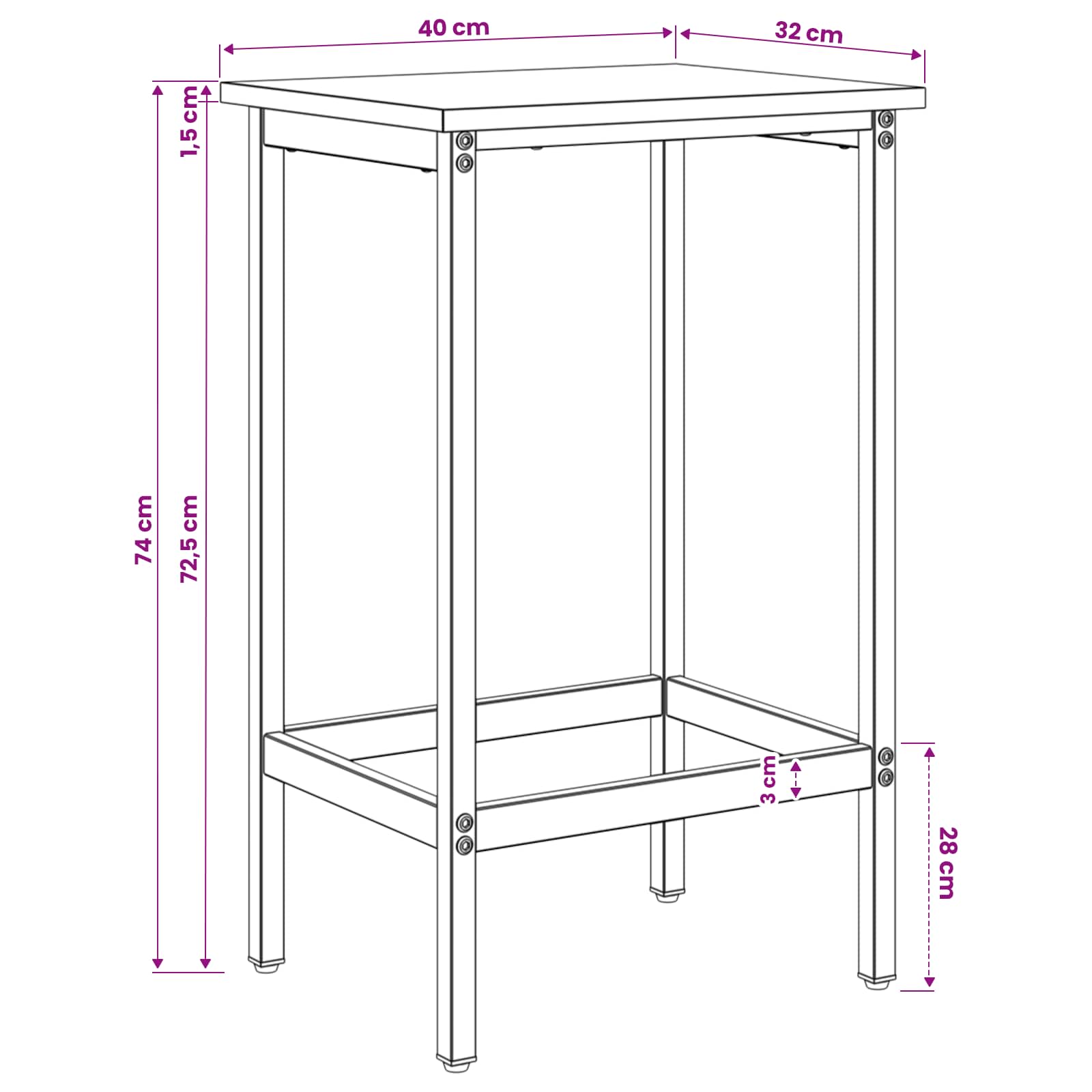 Bar Stool 2 pcs Black Oak 40 x 32 x 74 cm Engineered Wood