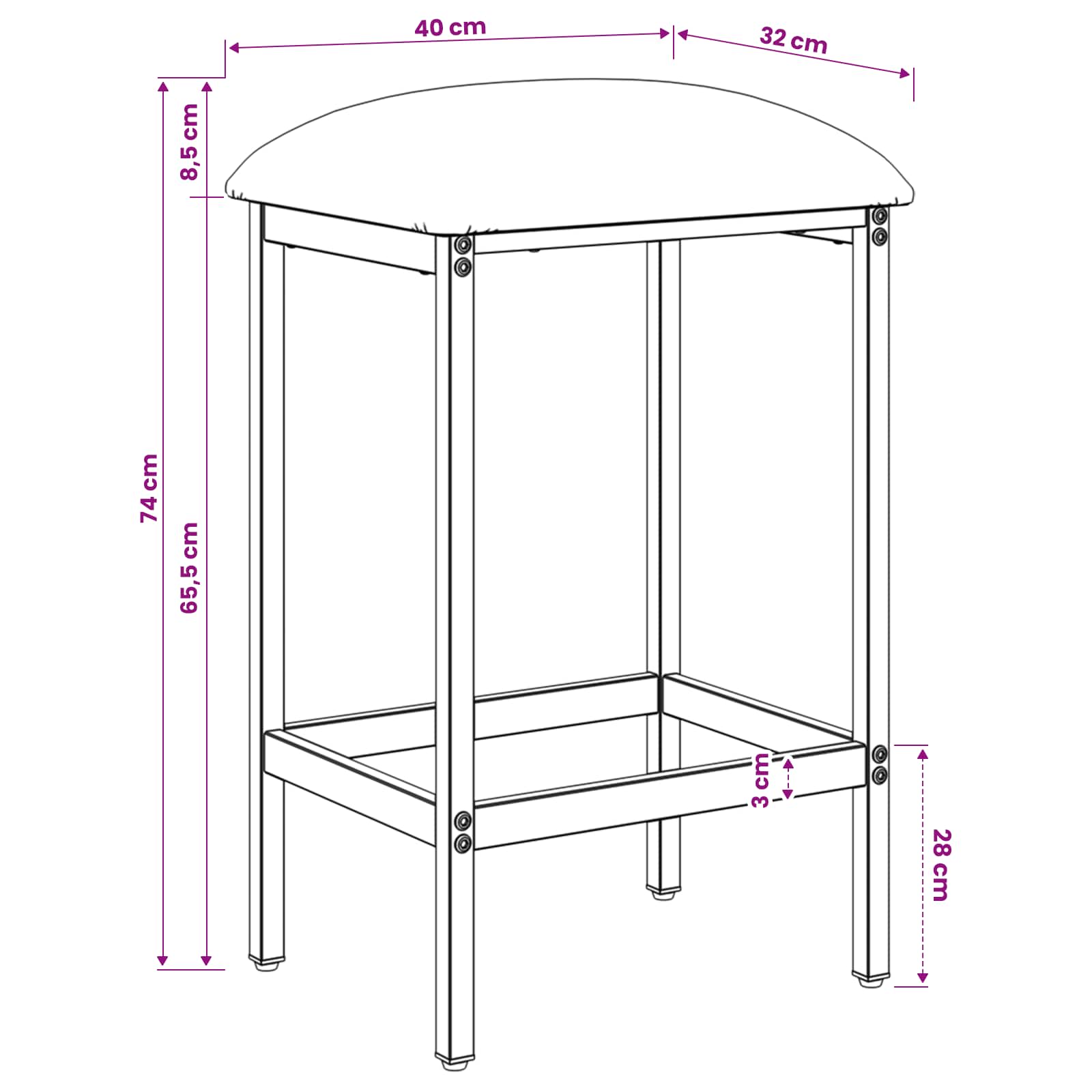 Bar Stool 2 pcs Light Grey 40 x 32 x 74 cm Engineered Wood
