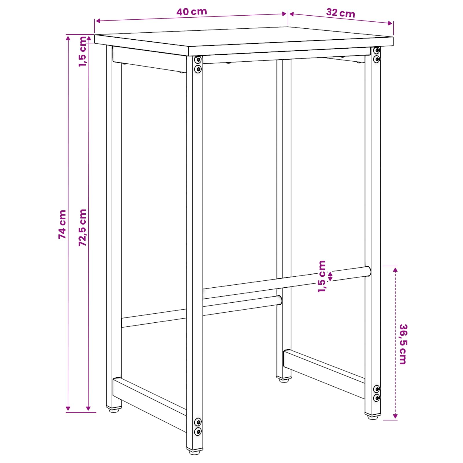 Bar Stool Black Oak 40 x 32 x 74 cm Engineered Wood