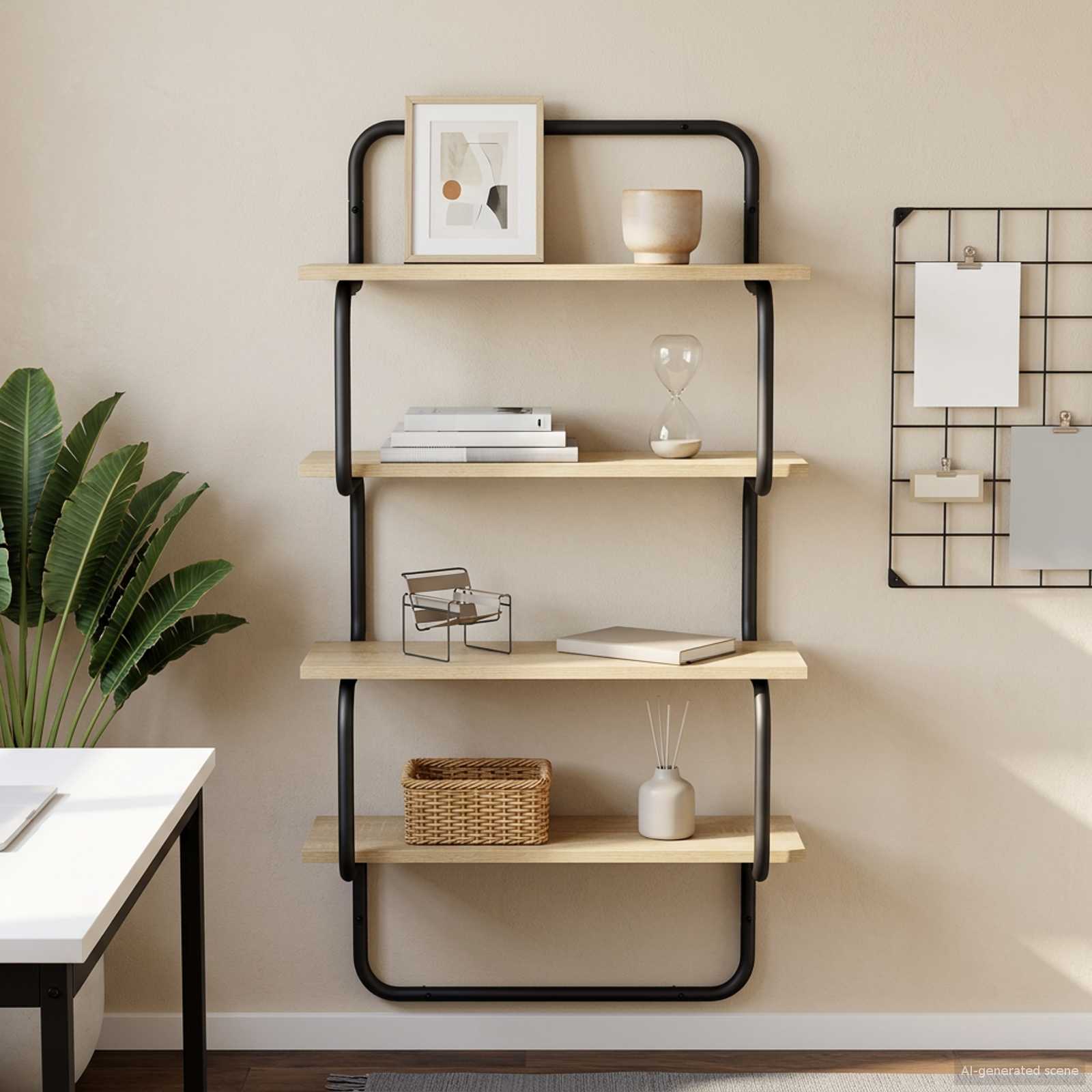 4-Tier Wall Shelf Sonoma Oak 80 x 24.5 x 104 cm Engineered Wood