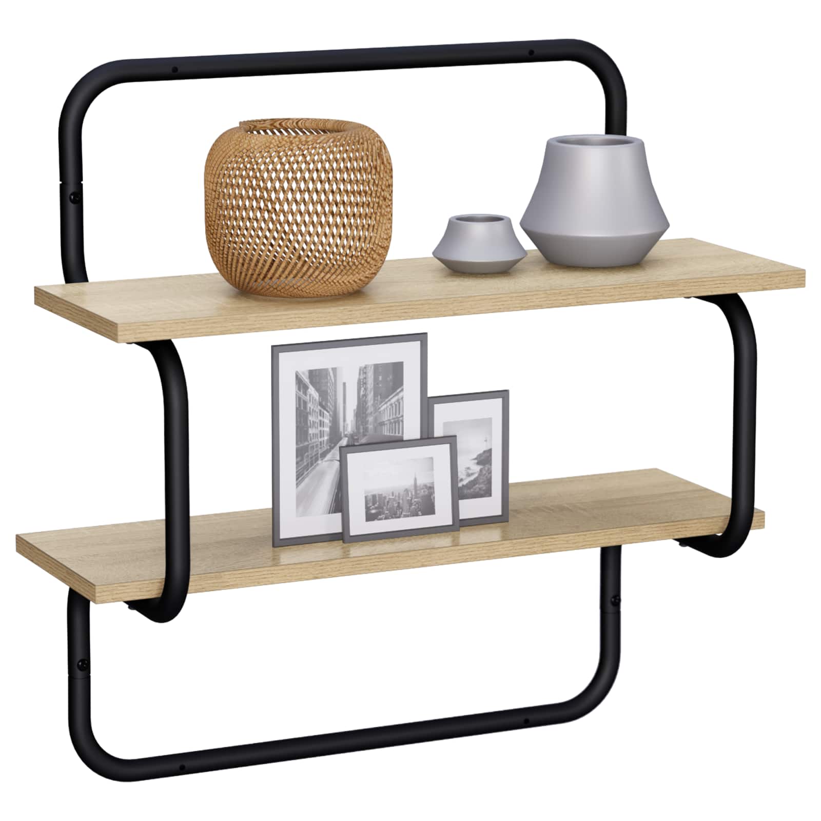 2-Tier Wall Shelf Sonoma Oak 80 x 24.5 x 61 cm Engineered Wood