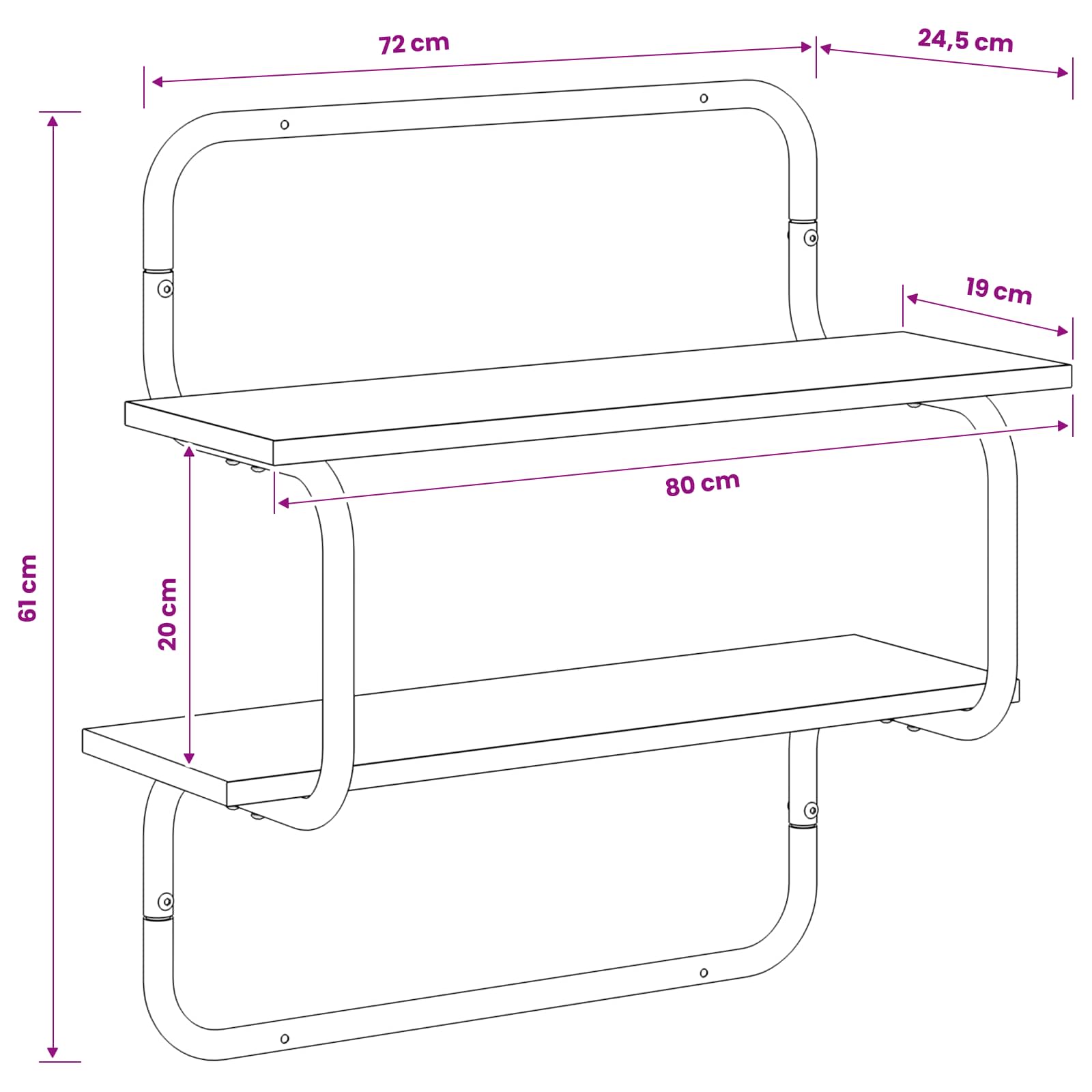 2-Tier Wall Shelf Sonoma Oak 80 x 24.5 x 61 cm Engineered Wood