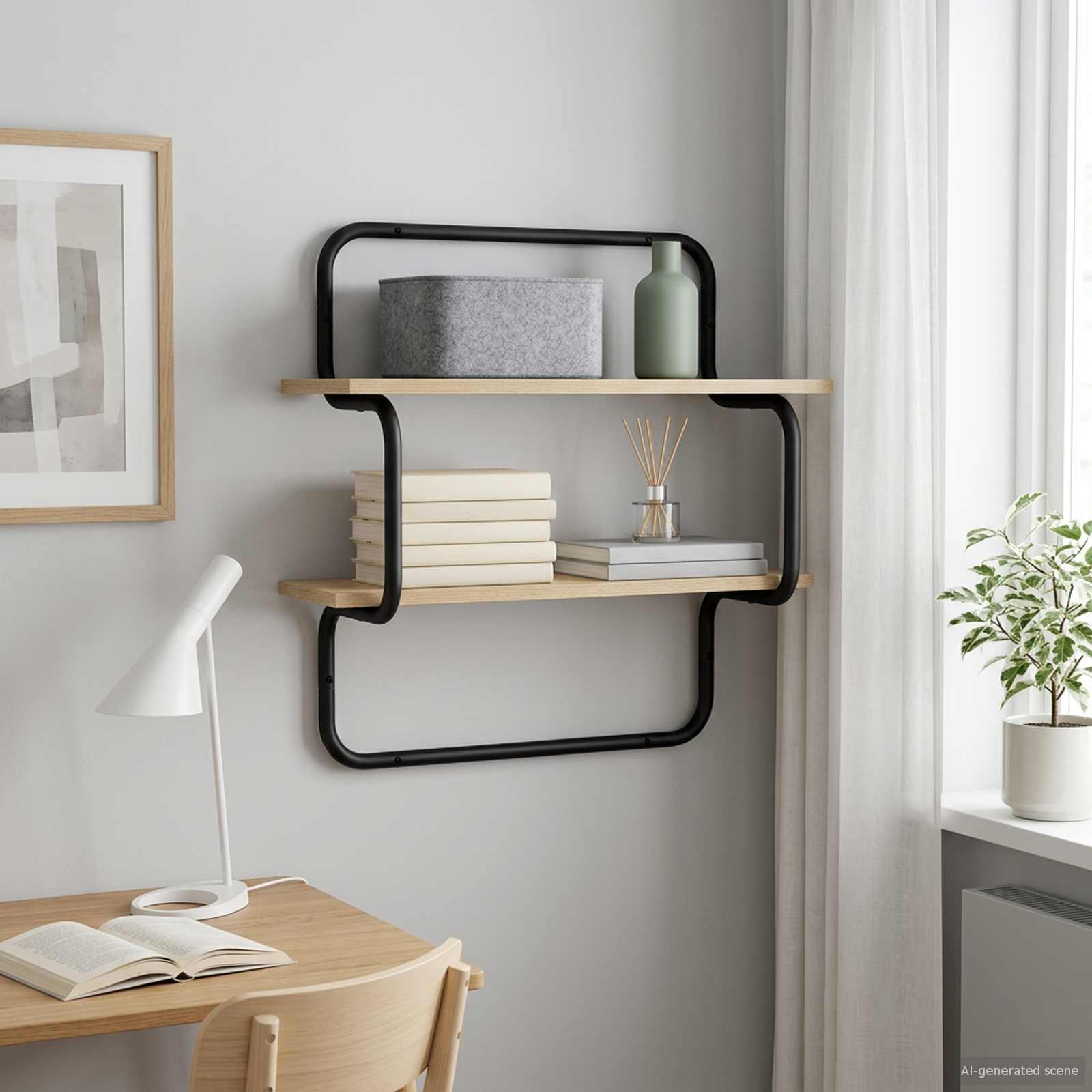 2-Tier Wall Shelf Sonoma Oak 40 x 24.5 x 61 cm Engineered Wood