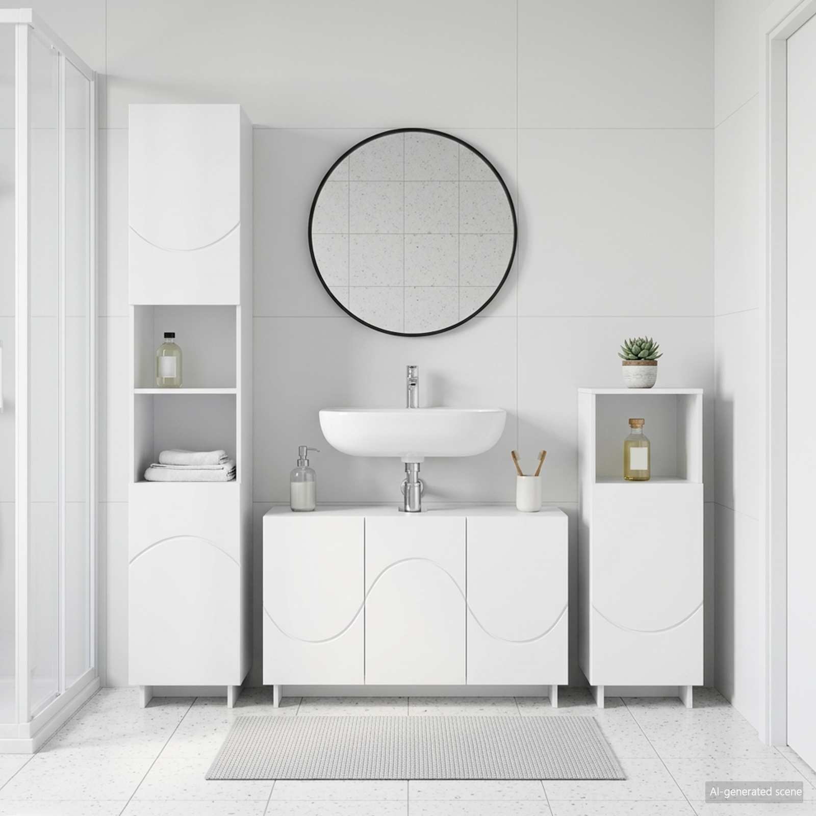 Bathroom Cabinet Set 3 pcs White Engineered Wood