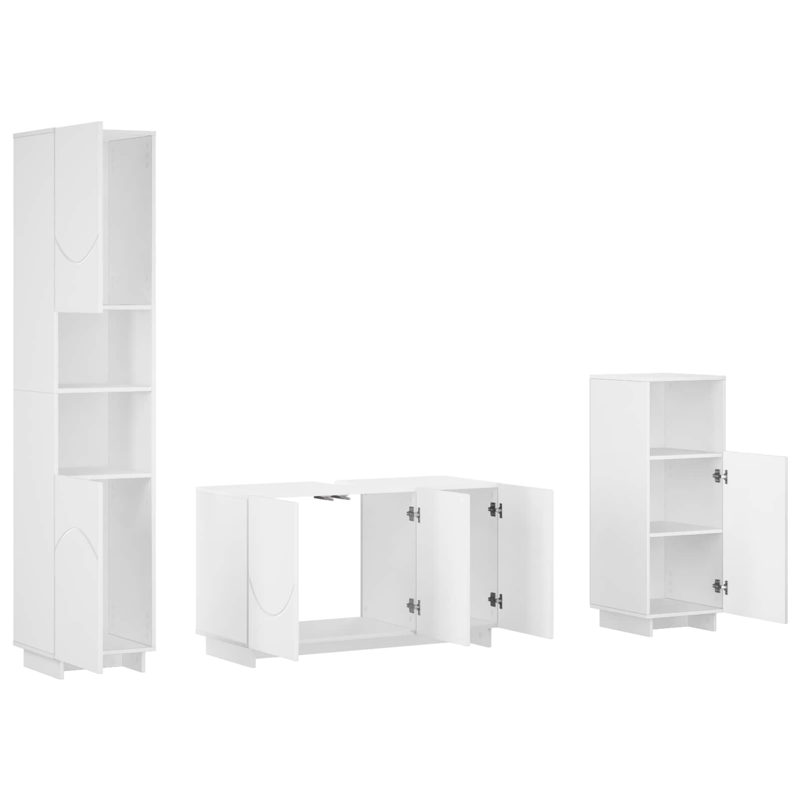 Bathroom Cabinet Set 3 pcs White Engineered Wood