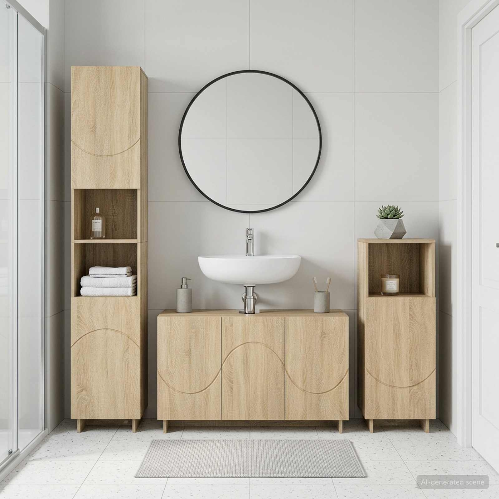 Bathroom Cabinet Set 3 pcs Sonoma Oak Engineered Wood