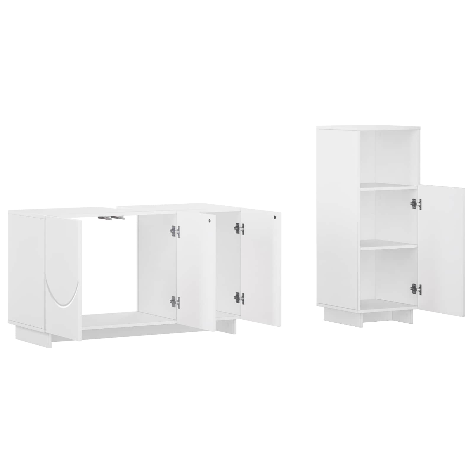 Bathroom Cabinet Set 2 pcs White Engineered Wood