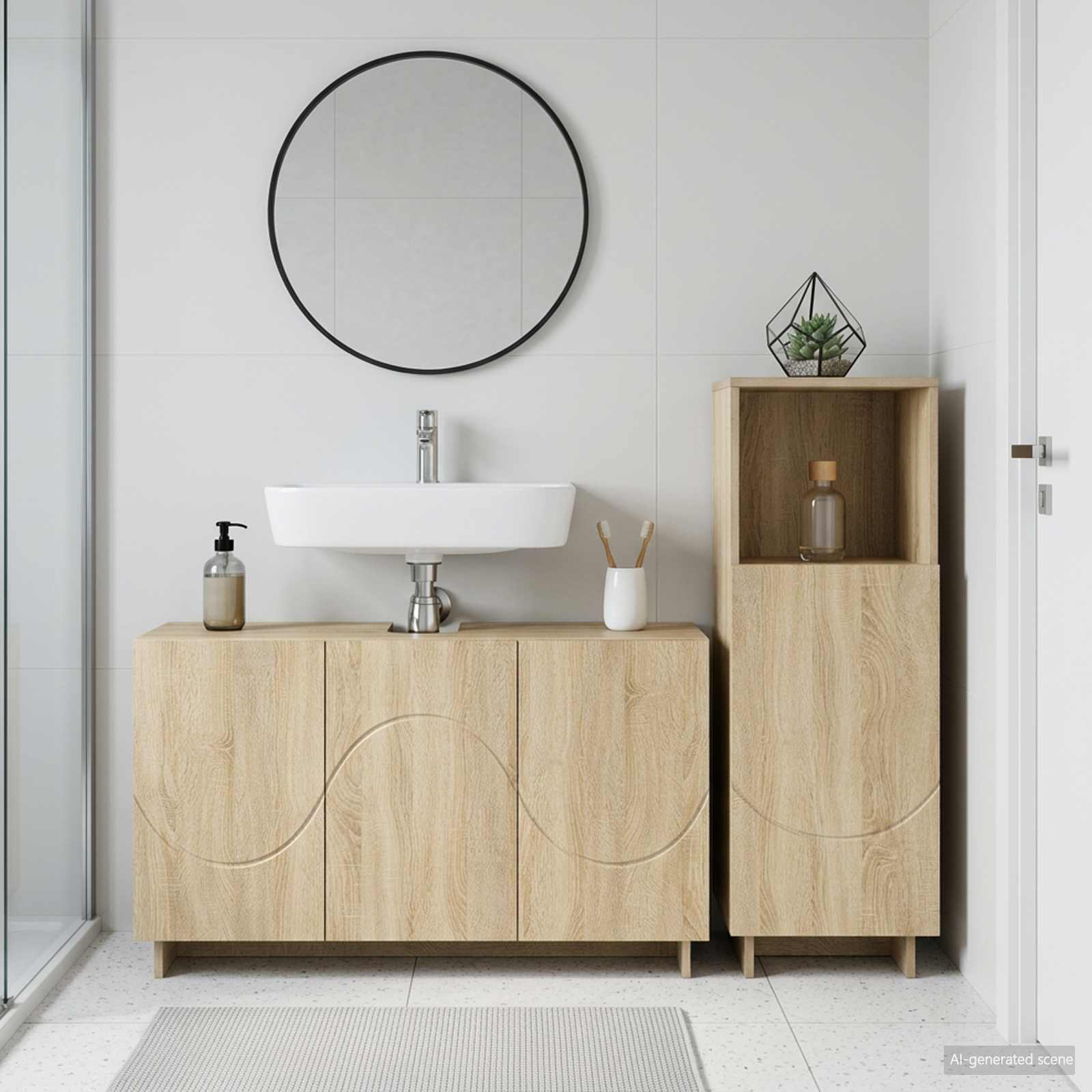 Bathroom Cabinet Set 2 pcs Sonoma Oak Engineered Wood