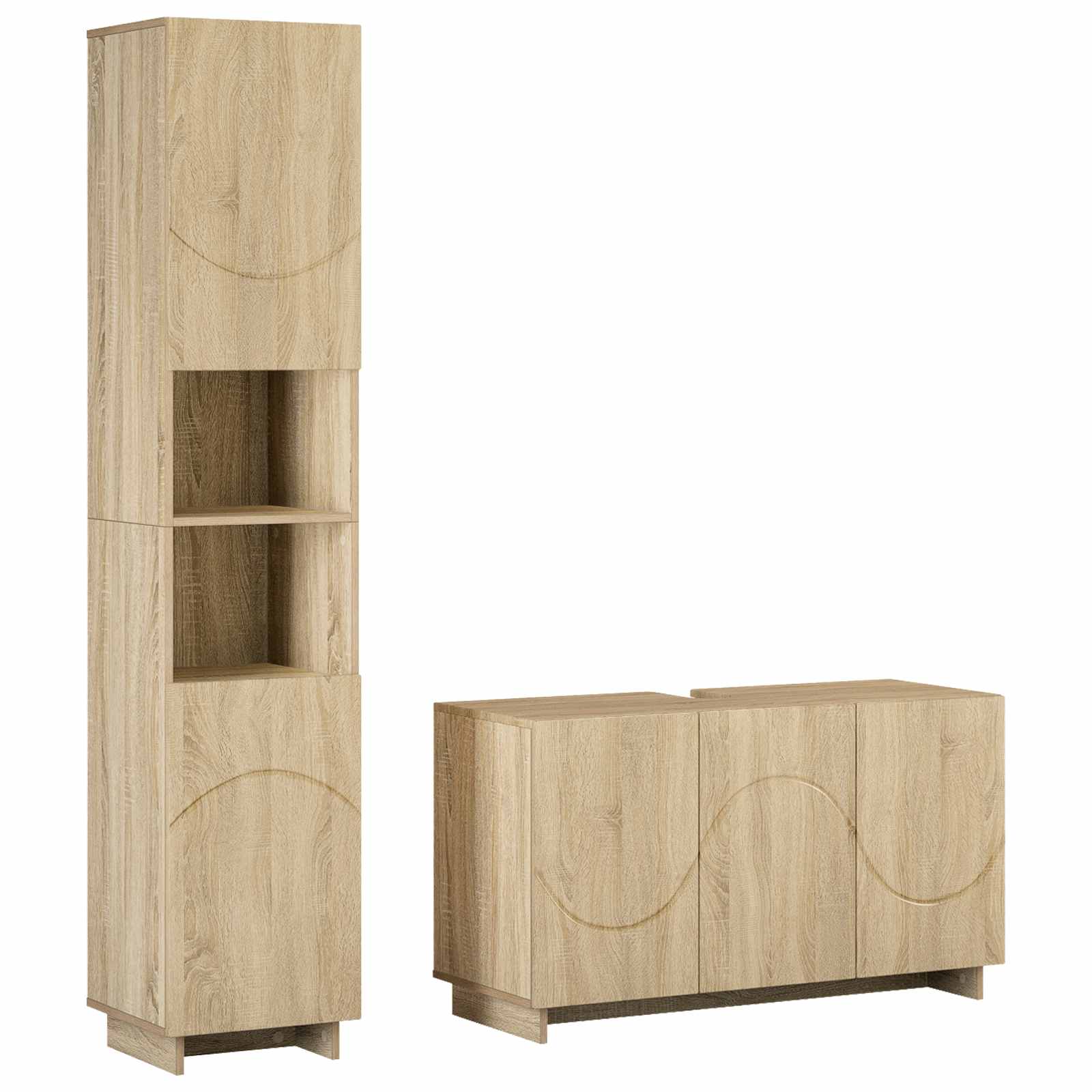 Bathroom Cabinet Set 2 pcs Sonoma Oak Engineered Wood