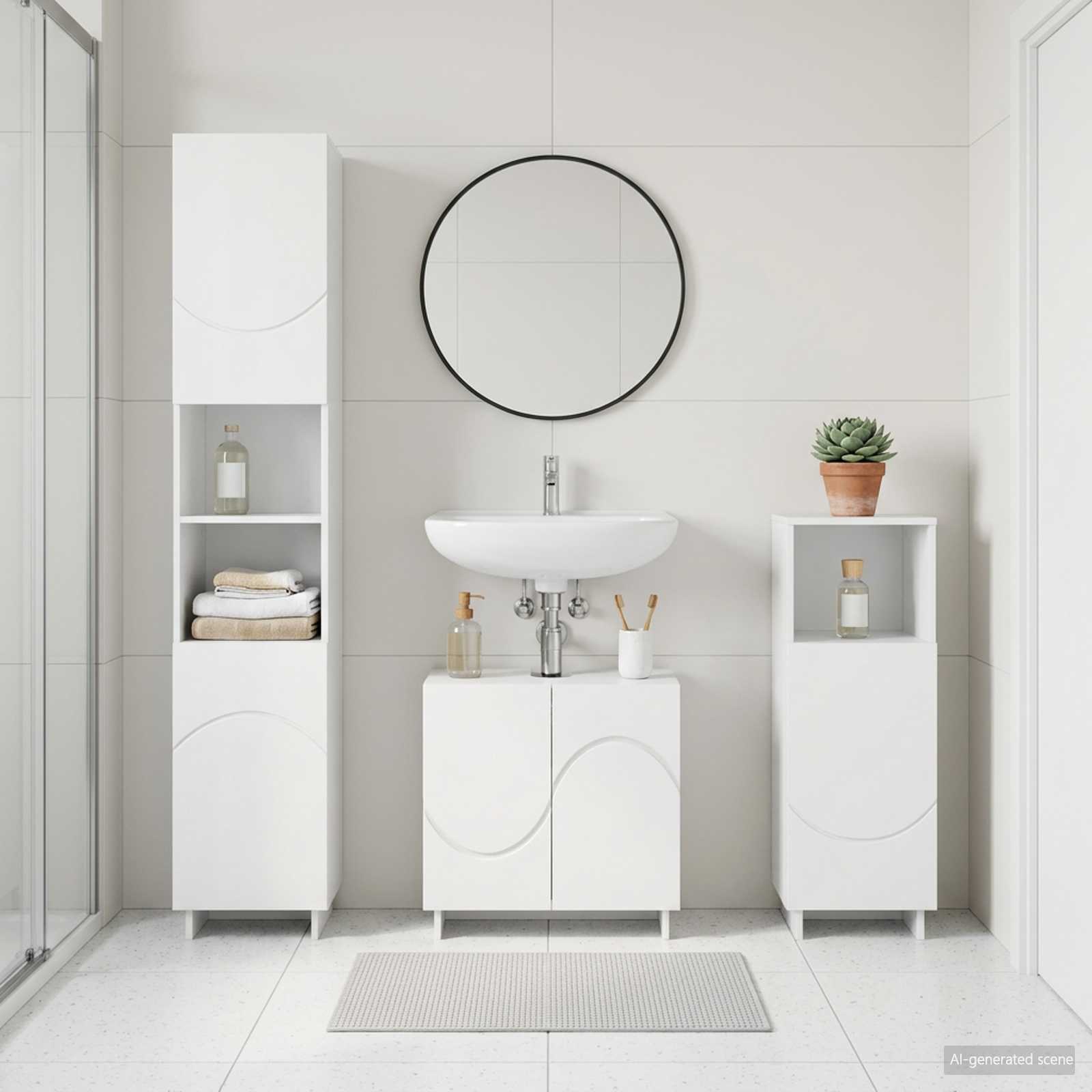 Bathroom Cabinet Set 2 pcs White Engineered Wood