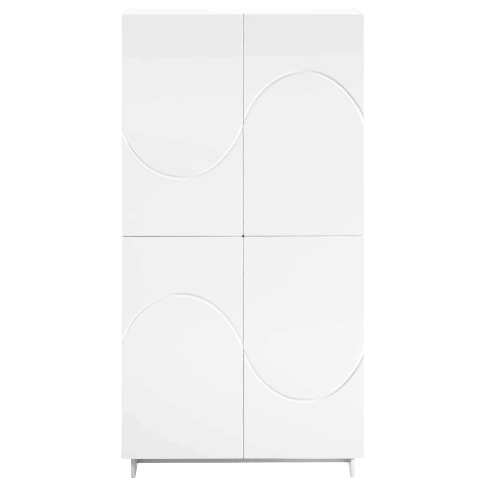 Highboard White 79 x 41 x 151 cm Engineered Wood