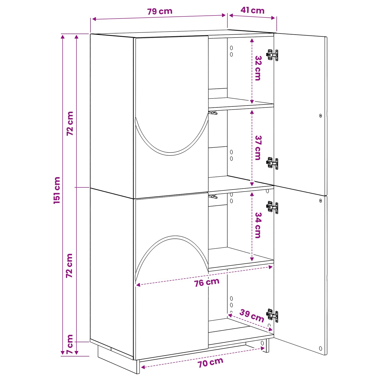 Highboard Sonoma Oak 79x41x151 cm Engineered Wood
