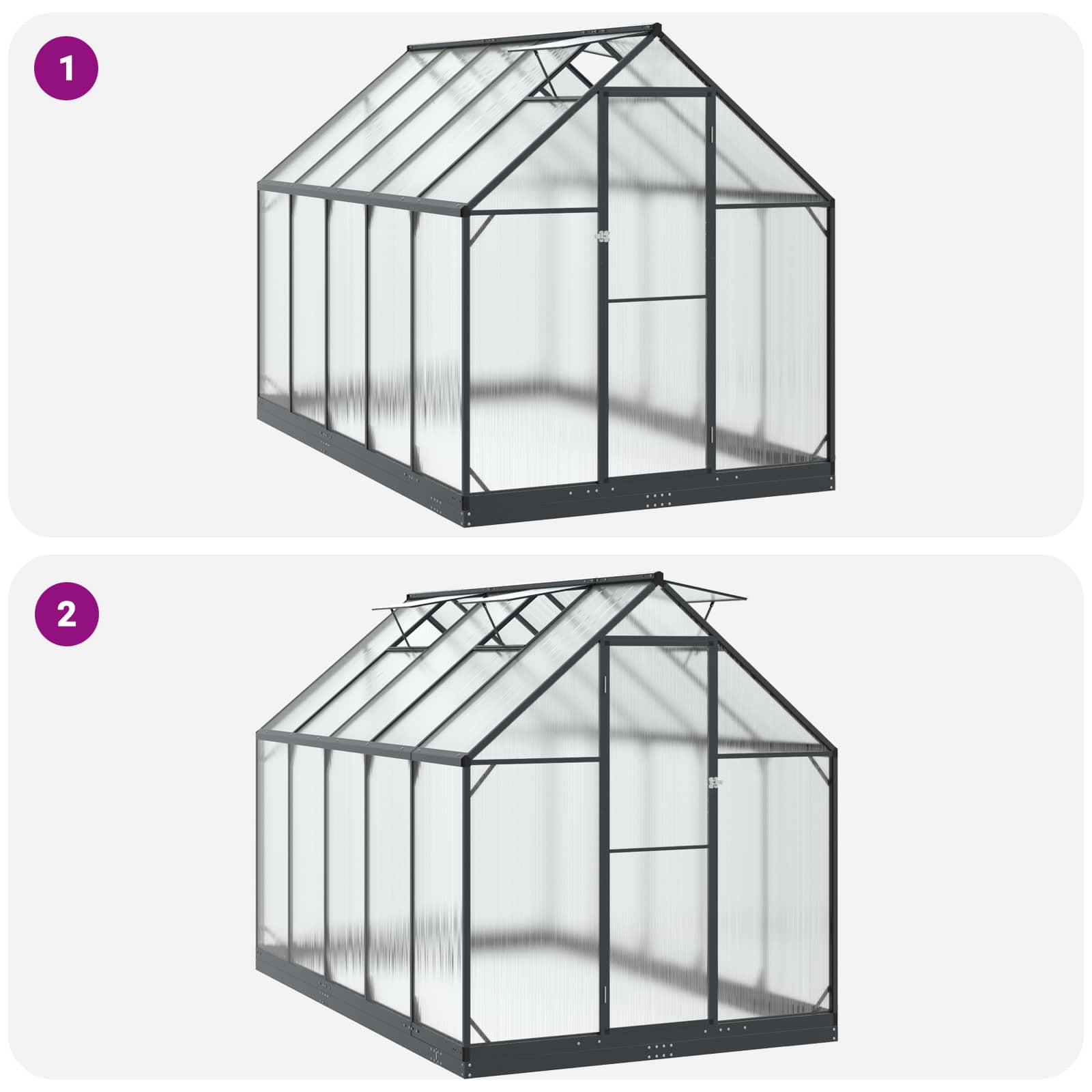 Garden Greenhouse with Door Anthracite 183.5 x 303.5 x 207 cm