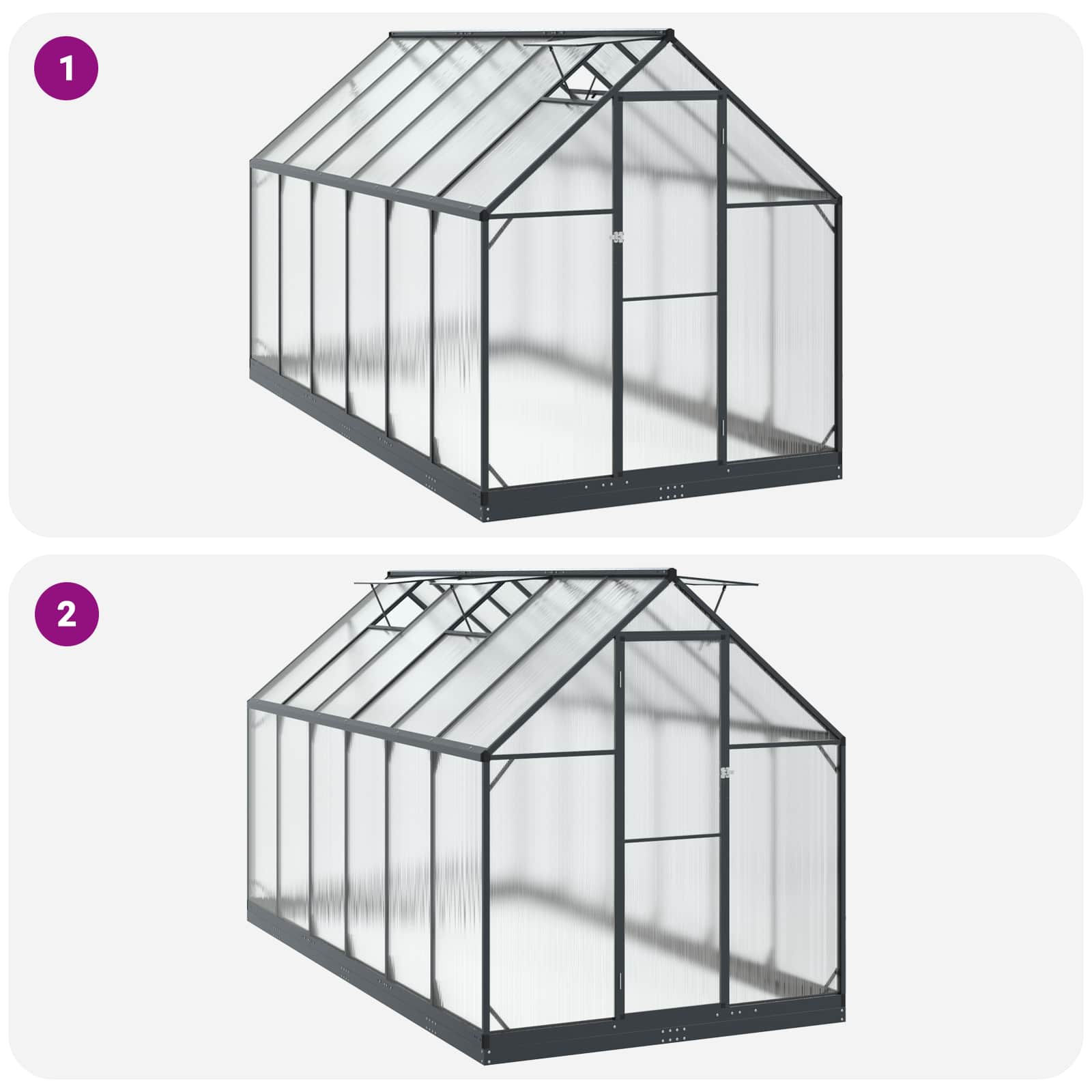 Garden Greenhouse with Door Anthracite 183.5 x 363.5 x 207 cm