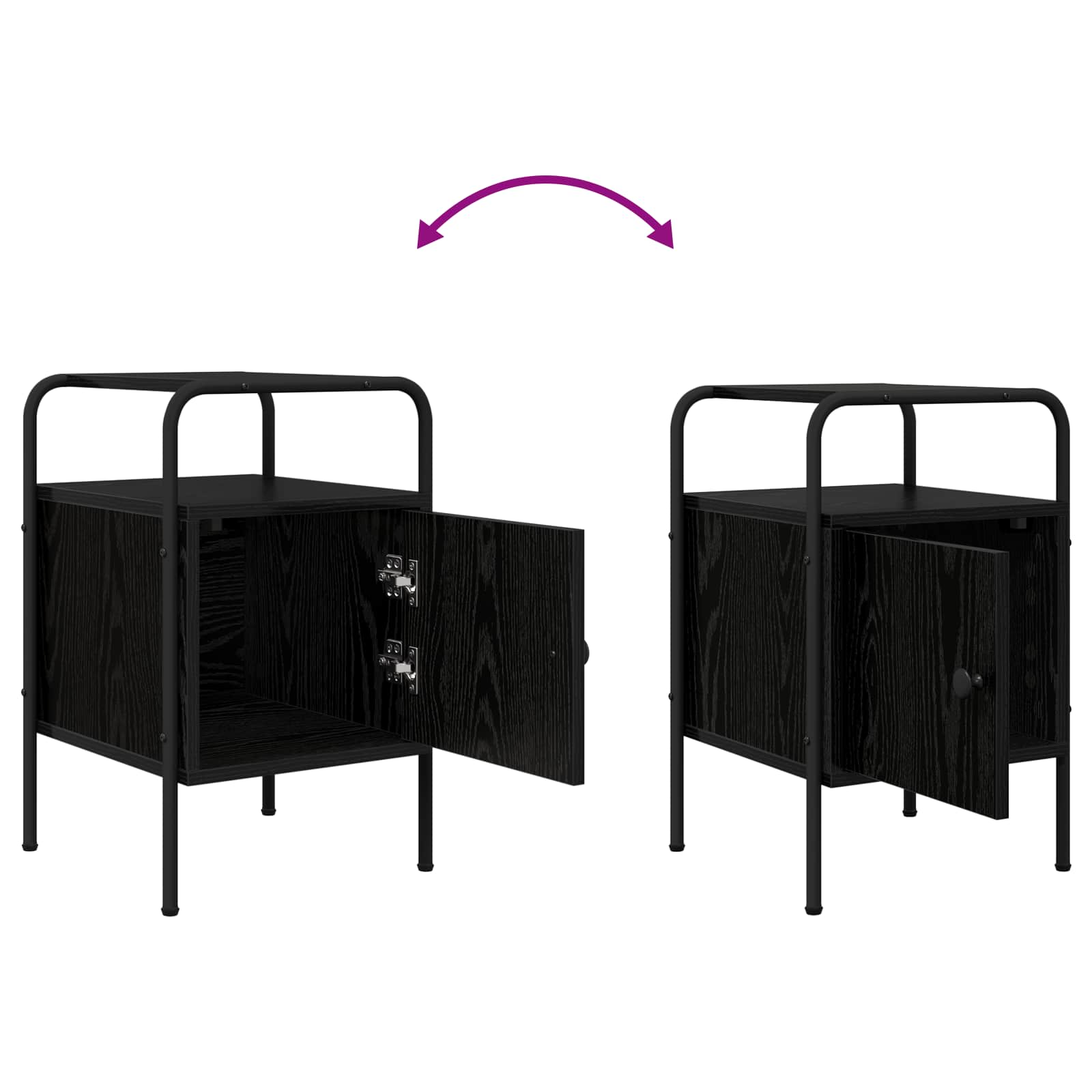 Bedside Cabinet Black Oak Engineered Wood