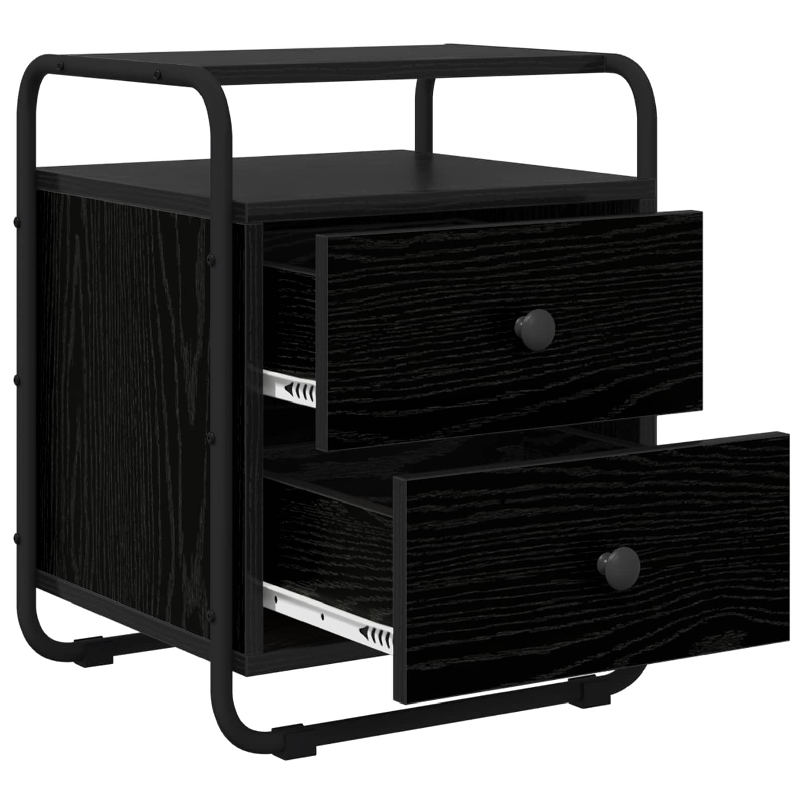 Bedside Cabinet Black Oak Engineered Wood