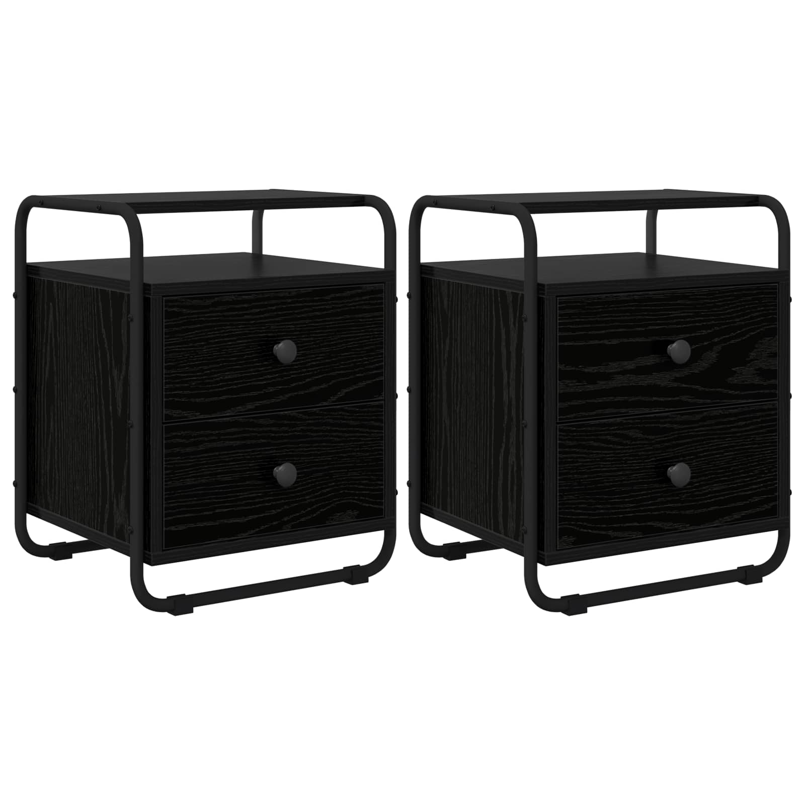 Bedside Cabinet 2 pcs Black Oak Engineered Wood