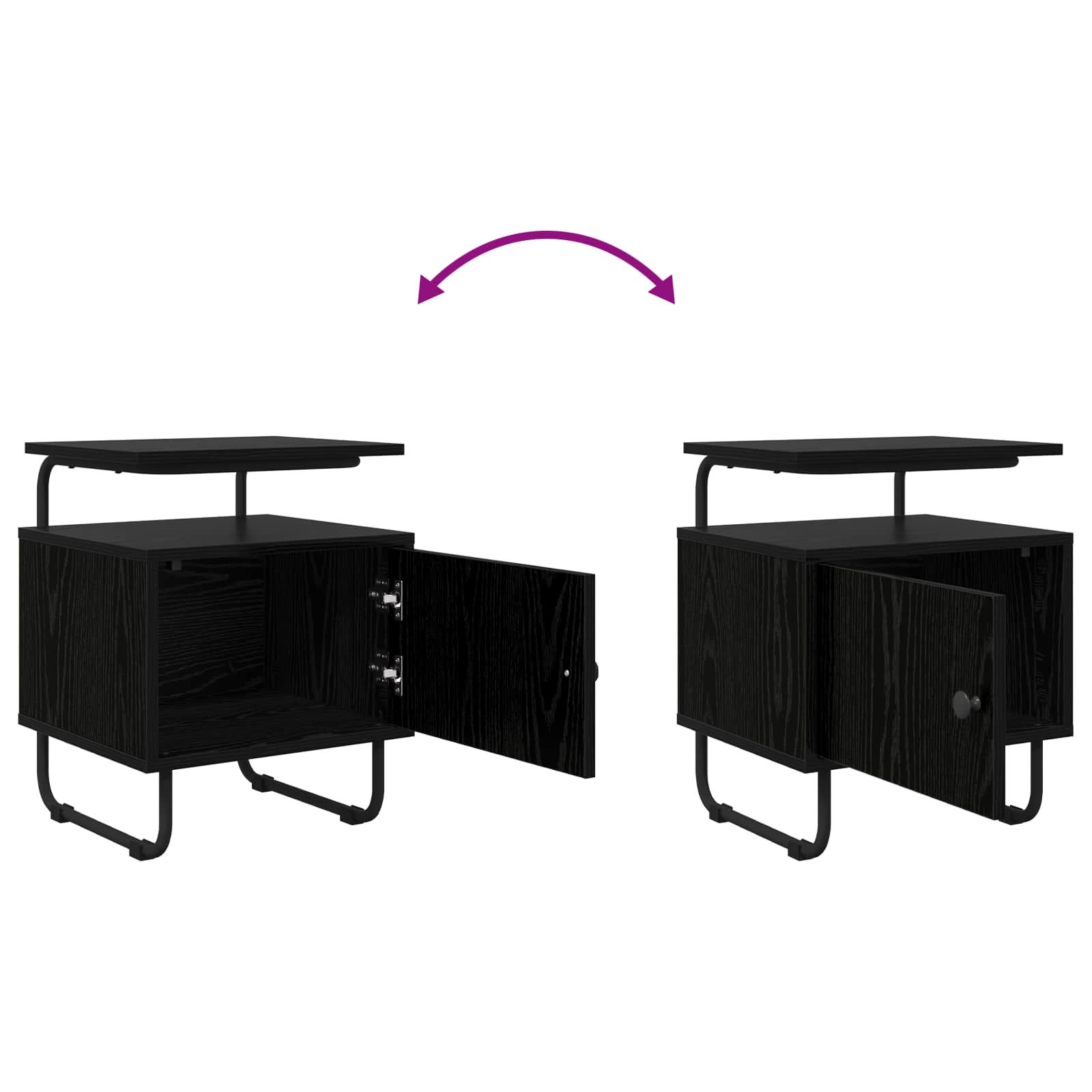 Bedside Cabinet 2 pcs Black Oak Engineered Wood