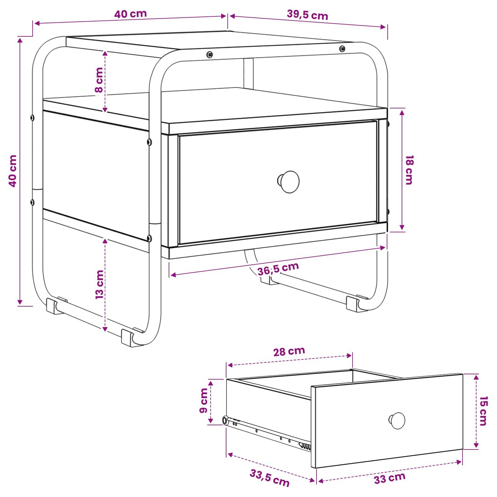Bedside Cabinet 2 pcs Black Oak 40 x 39.5 x 40 cm