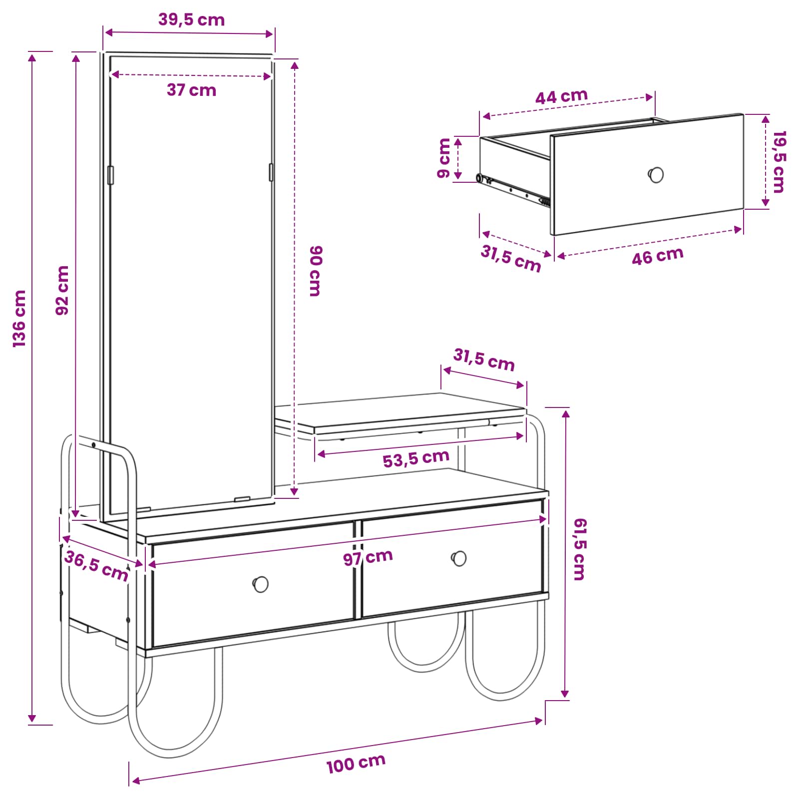 Dressing Table Artisan Oak Engineered Wood