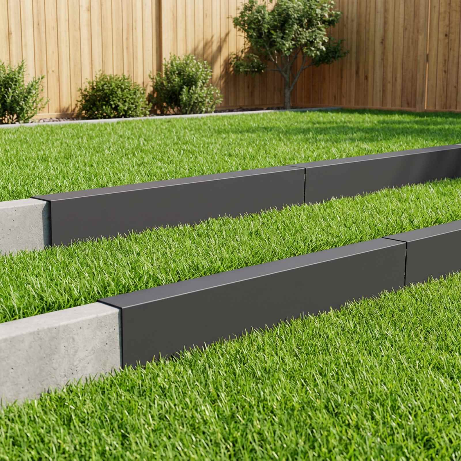 Garden Edging Cover 10 pcs 100 x 10 x 15 cm Steel Black