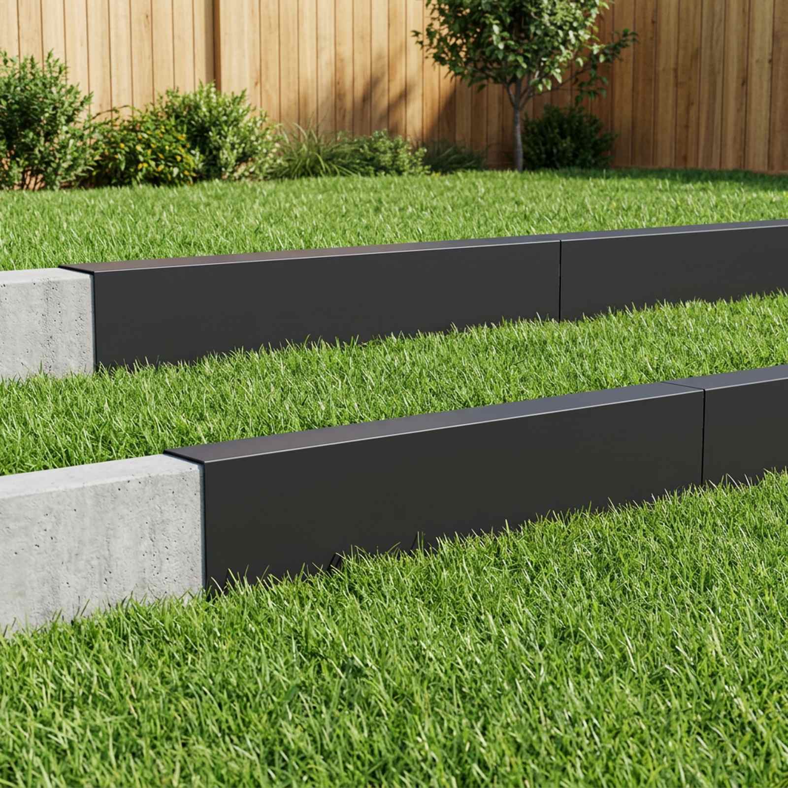 Garden Edging Cover 10 pcs 100 x 6 x 15 cm Steel Black