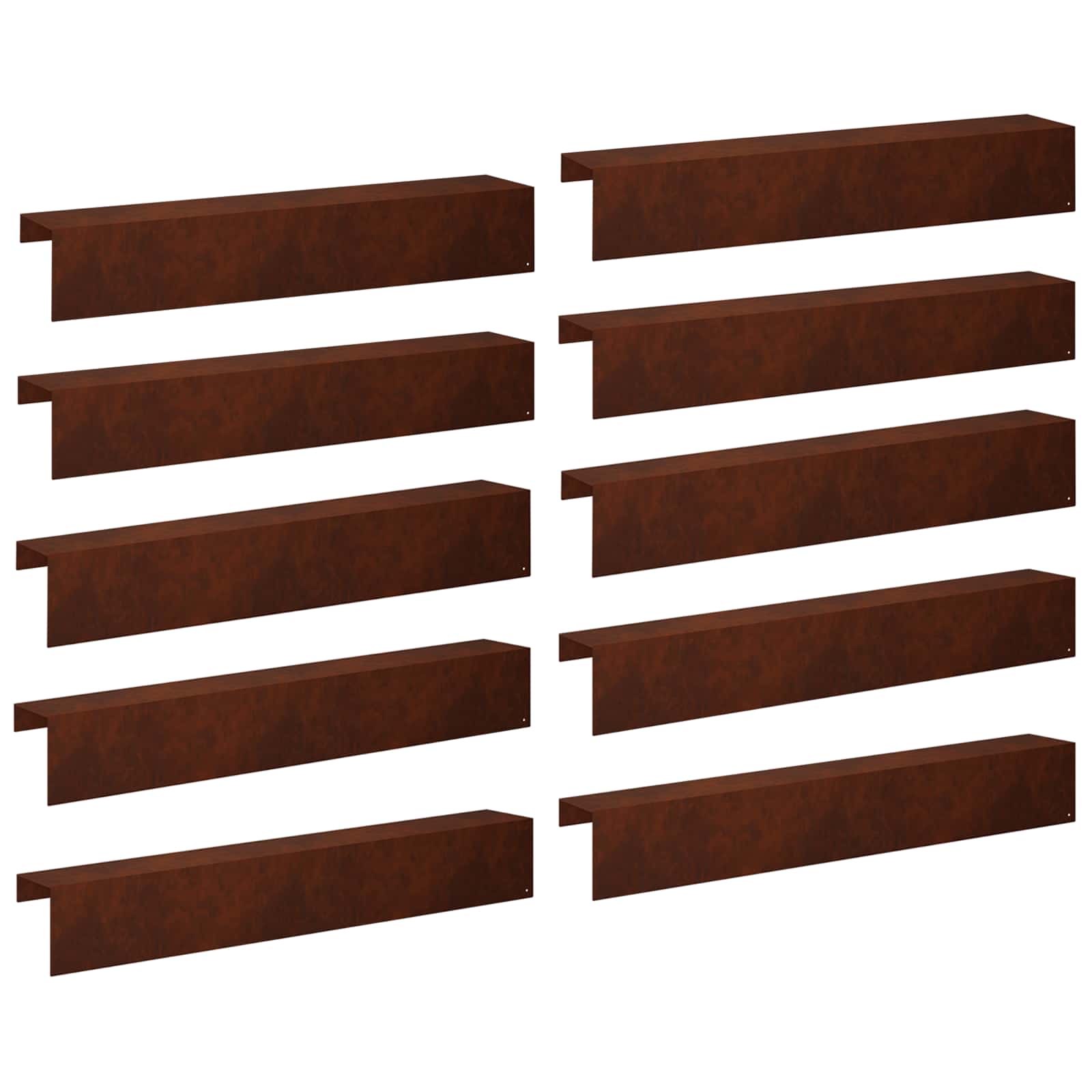 Garden Edging Cover 10 pcs 100 x 20 x 15 cm Weathering Steel