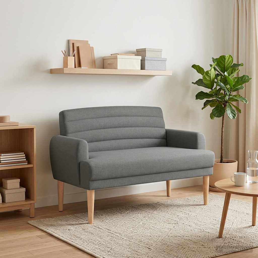 Loveseat with button tufted Dark Grey 116 x 67 x 80 cm Fabric