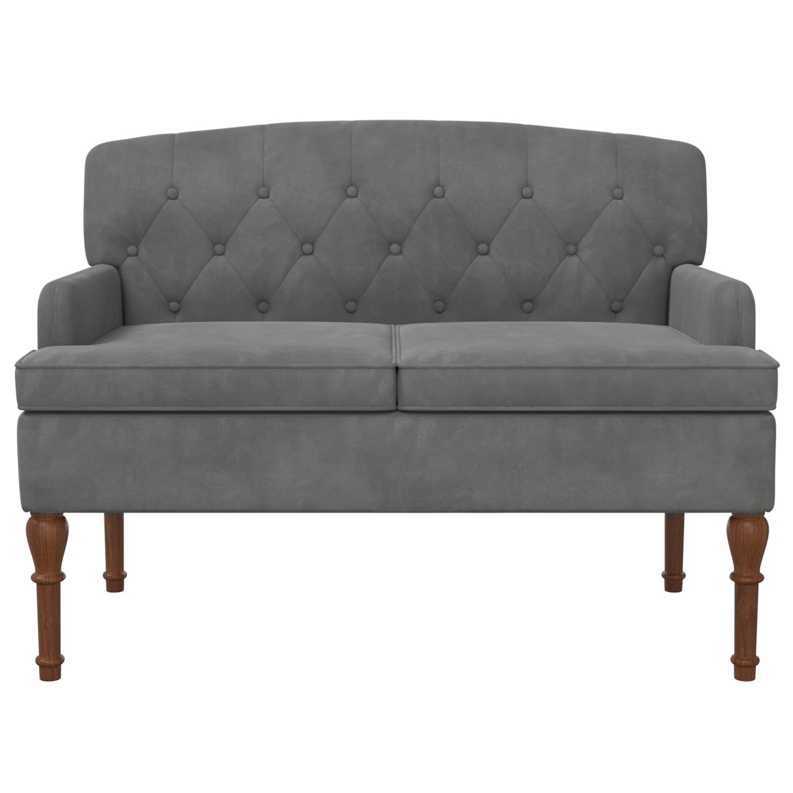 Loveseat with button tufted Dark Grey 111 x 65 x 79 cm Velvet