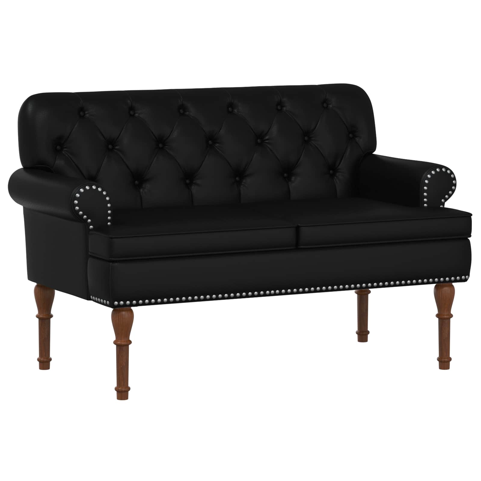 Loveseat with button tufted Black 120 x 65 x 77 cm Faux Leather