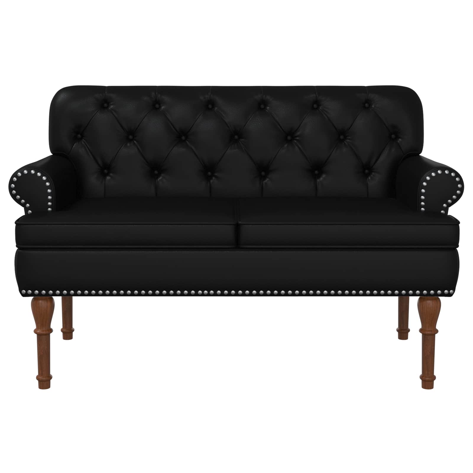 Loveseat with button tufted Black 120 x 65 x 77 cm Faux Leather