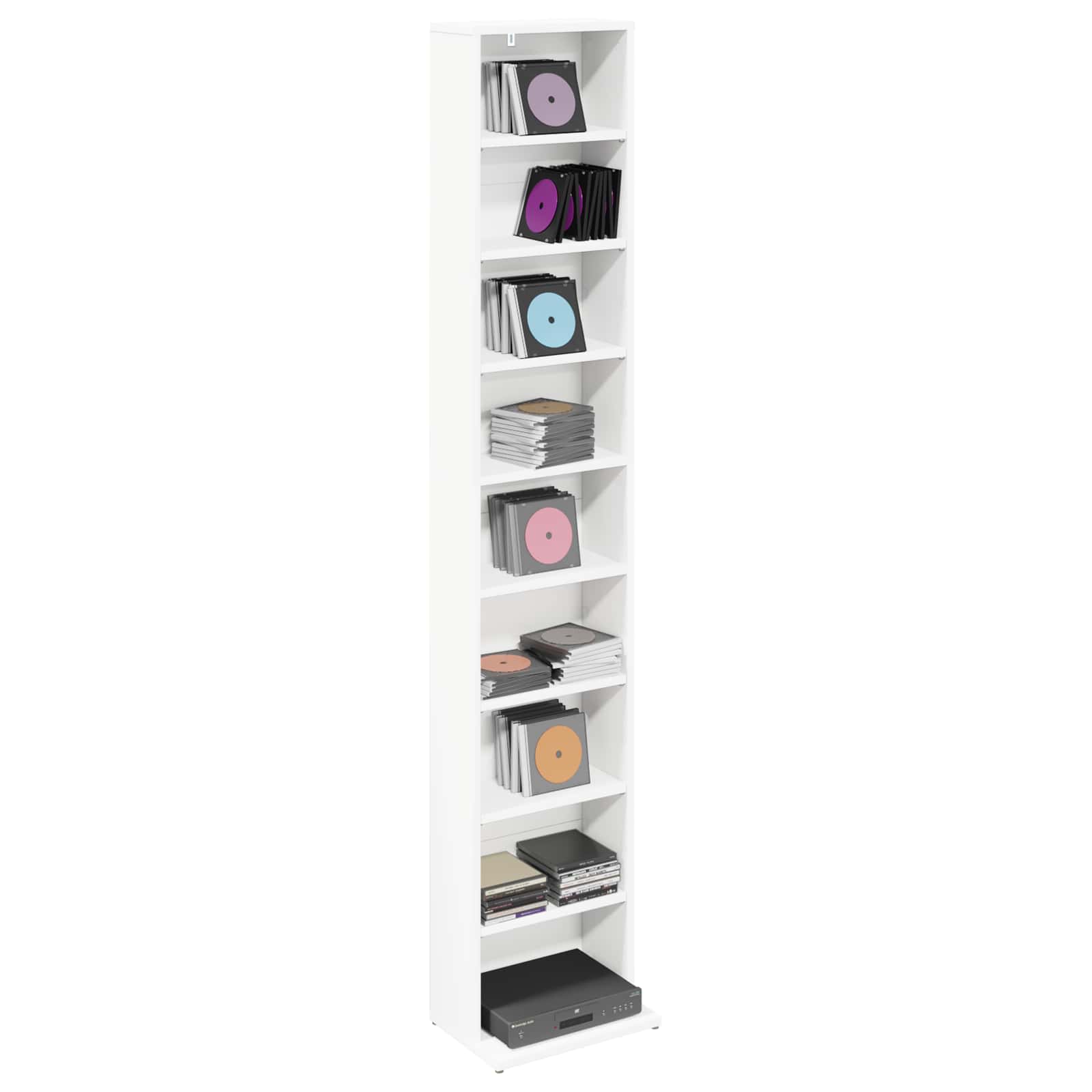 CD Cabinet White 33 x 23.5 x 175 cm Engineered Wood