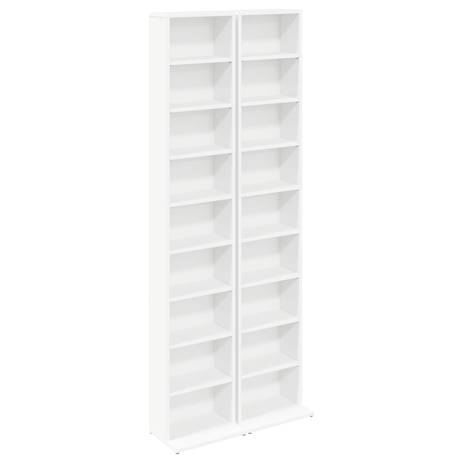 CD Cabinet 2 pcs White 33 x 23.5 x 175 cm Engineered Wood