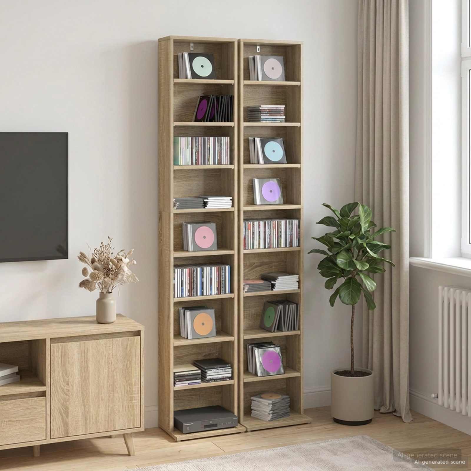 CD Cabinet White 65 x 23.5 x 97.5 cm Engineered Wood