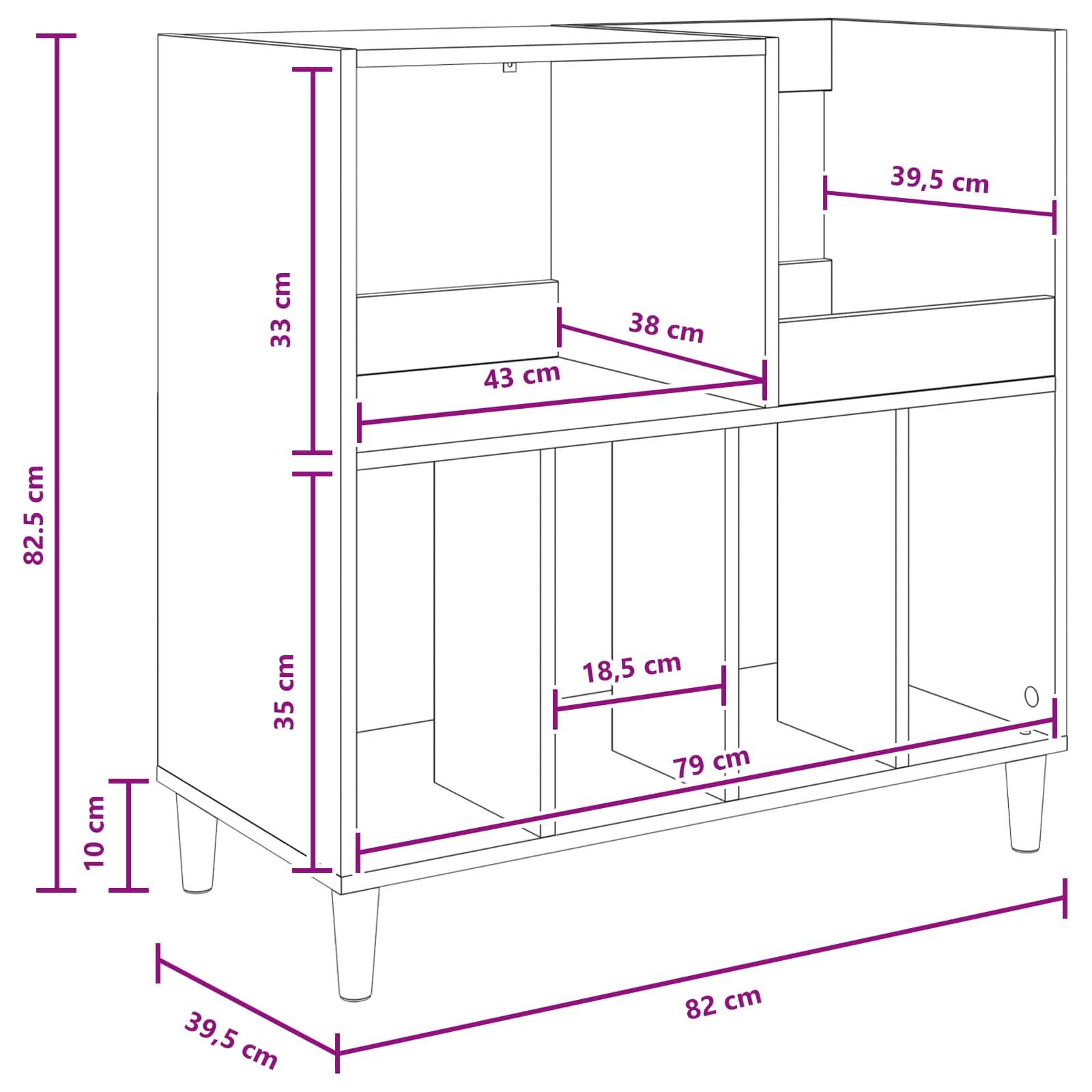 Record Player Stand White 82 x 39.5 x 82.5 cm Engineered Wood