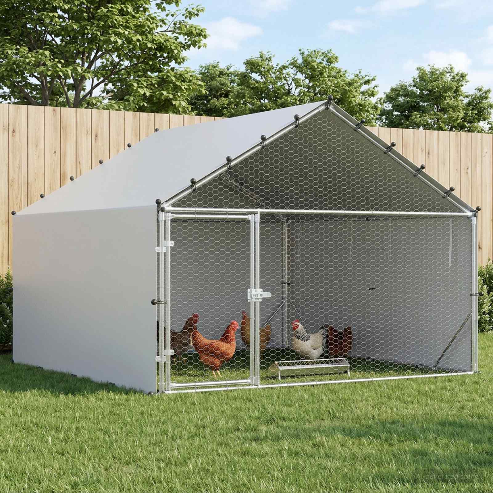 Chicken Coop with Roof Silver 200 x 200 x 150 cm