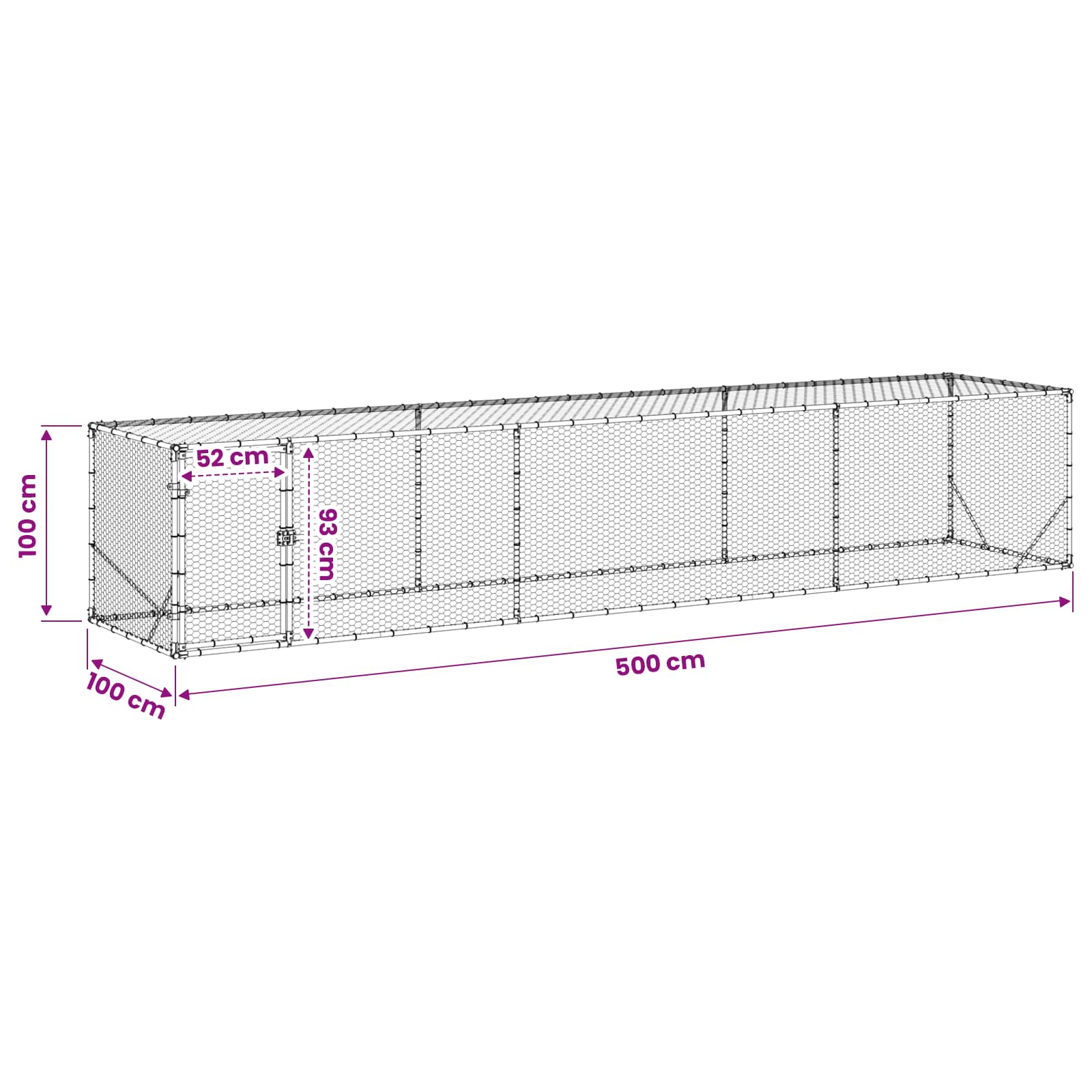 Chicken Yard Silver 500 x 100 x 100 cm Galvanised Steel
